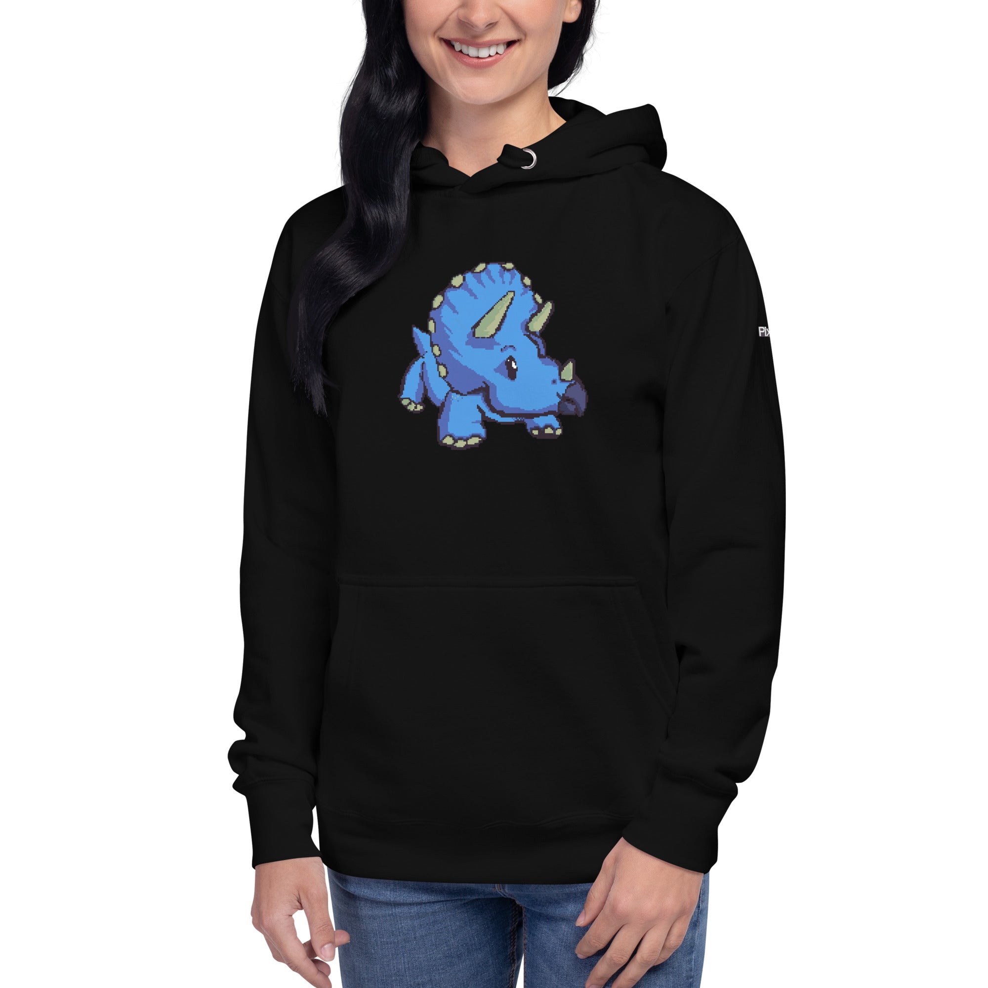 PixelTRex™ – Trike the Triceratops Pixel Dinosaur Hoodie