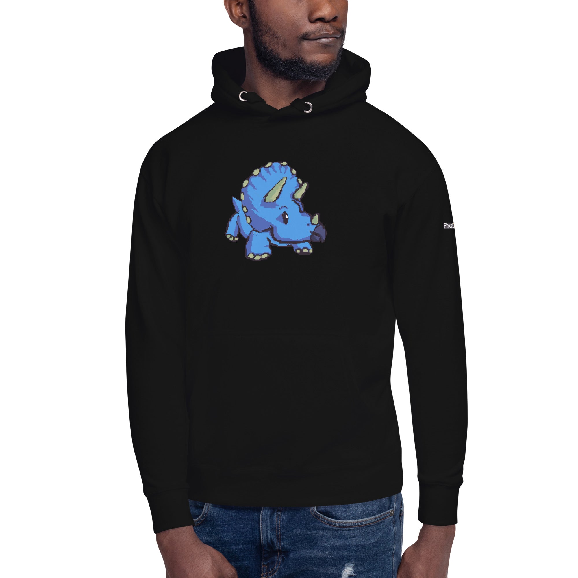 PixelTRex™ – Trike the Triceratops Pixel Dinosaur Hoodie