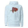 Light blue hoodie with a cartoon mammoth design 