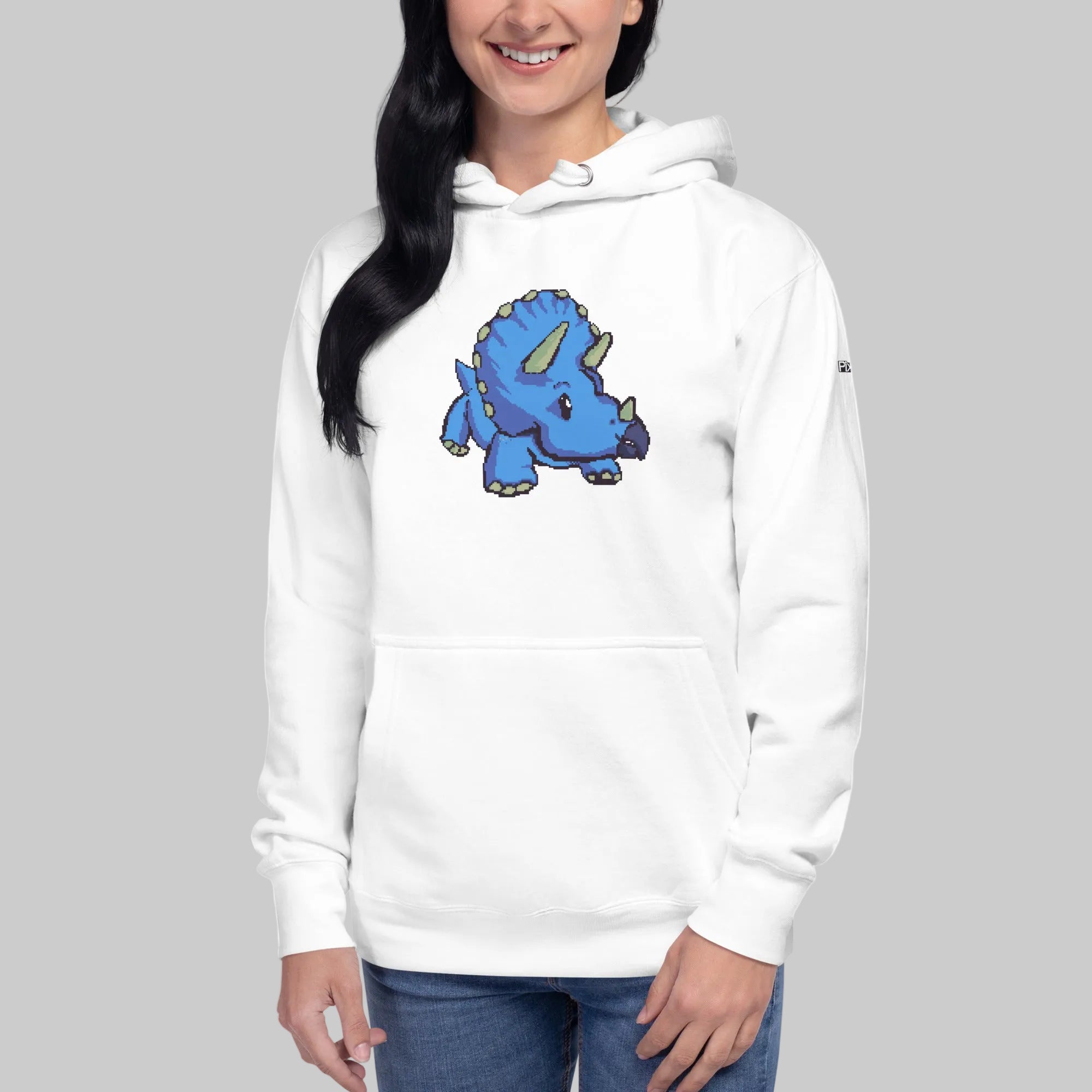 PixelTRex™ – Trike the Triceratops Pixel Dinosaur Hoodie