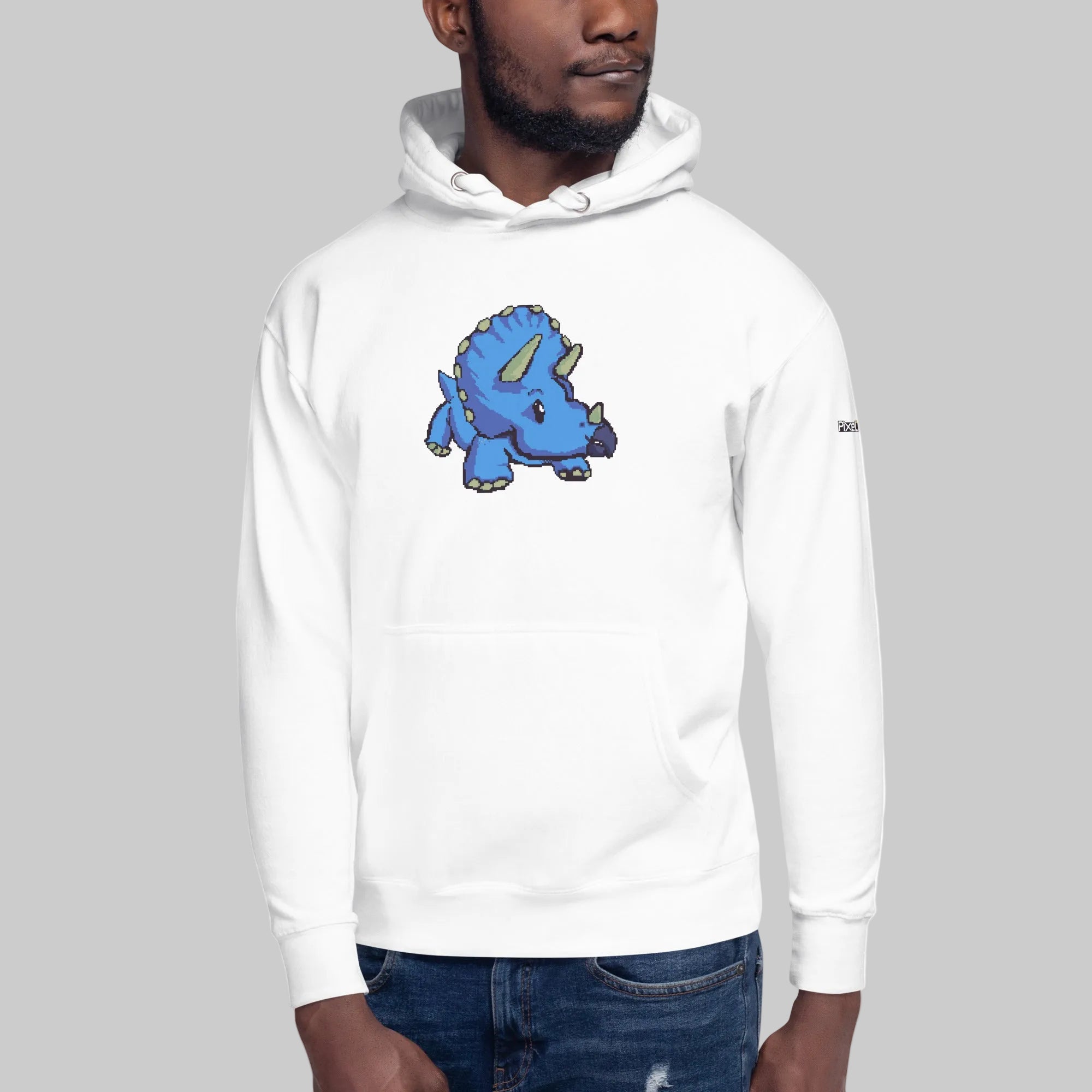 PixelTRex™ – Trike the Triceratops Pixel Dinosaur Hoodie