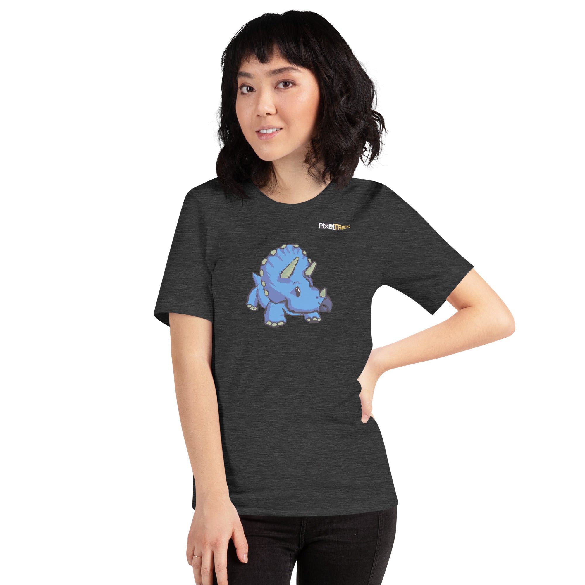 PixelTRex™ – Trike the Triceratops Pixel Dinosaur T-Shirt