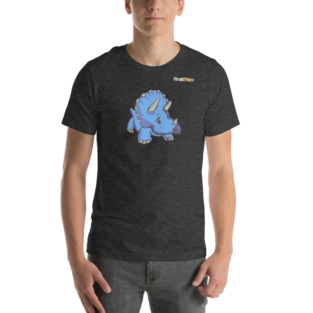 PixelTRex™ – Trike the Triceratops Pixel Dinosaur T-Shirt