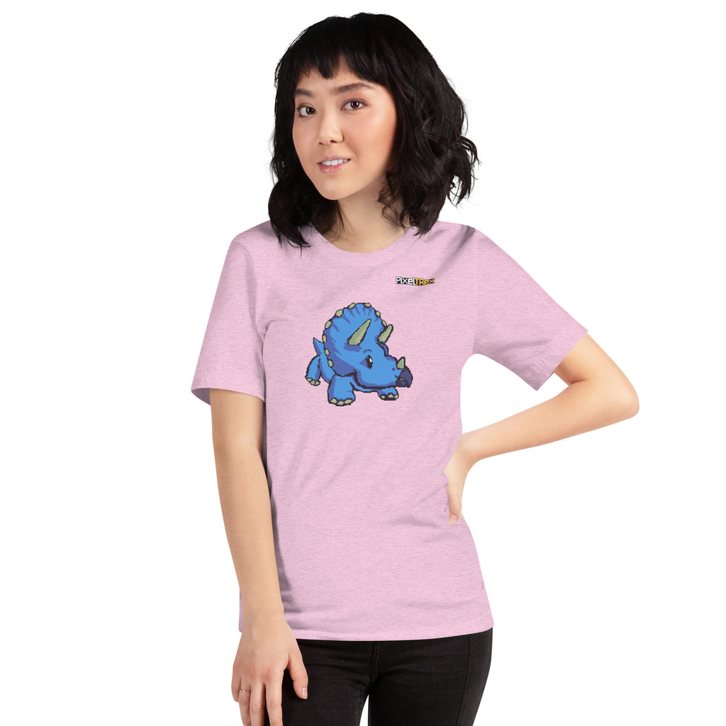 PixelTRex™ – Trike the Triceratops Pixel Dinosaur T-Shirt