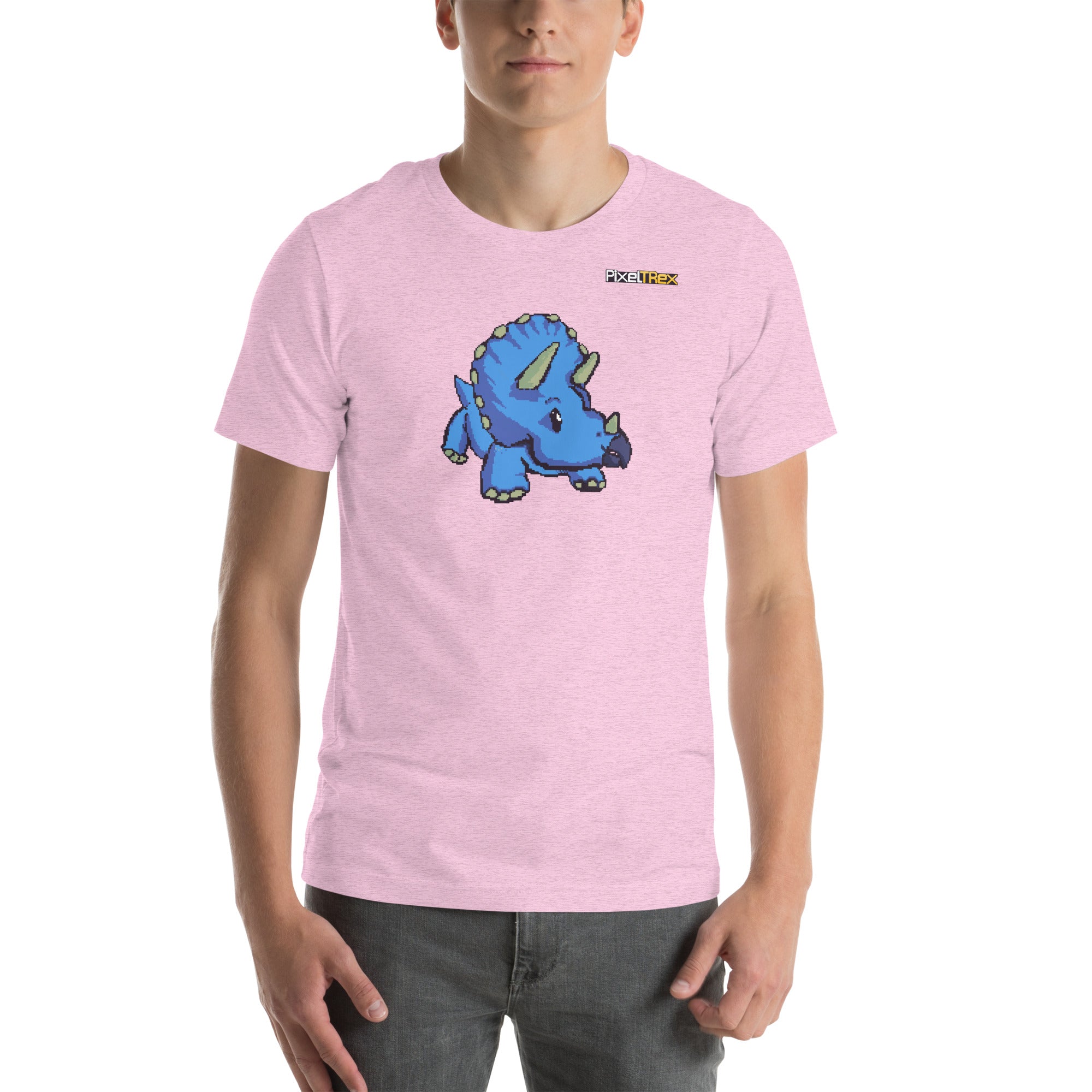 PixelTRex™ – Trike the Triceratops Pixel Dinosaur T-Shirt