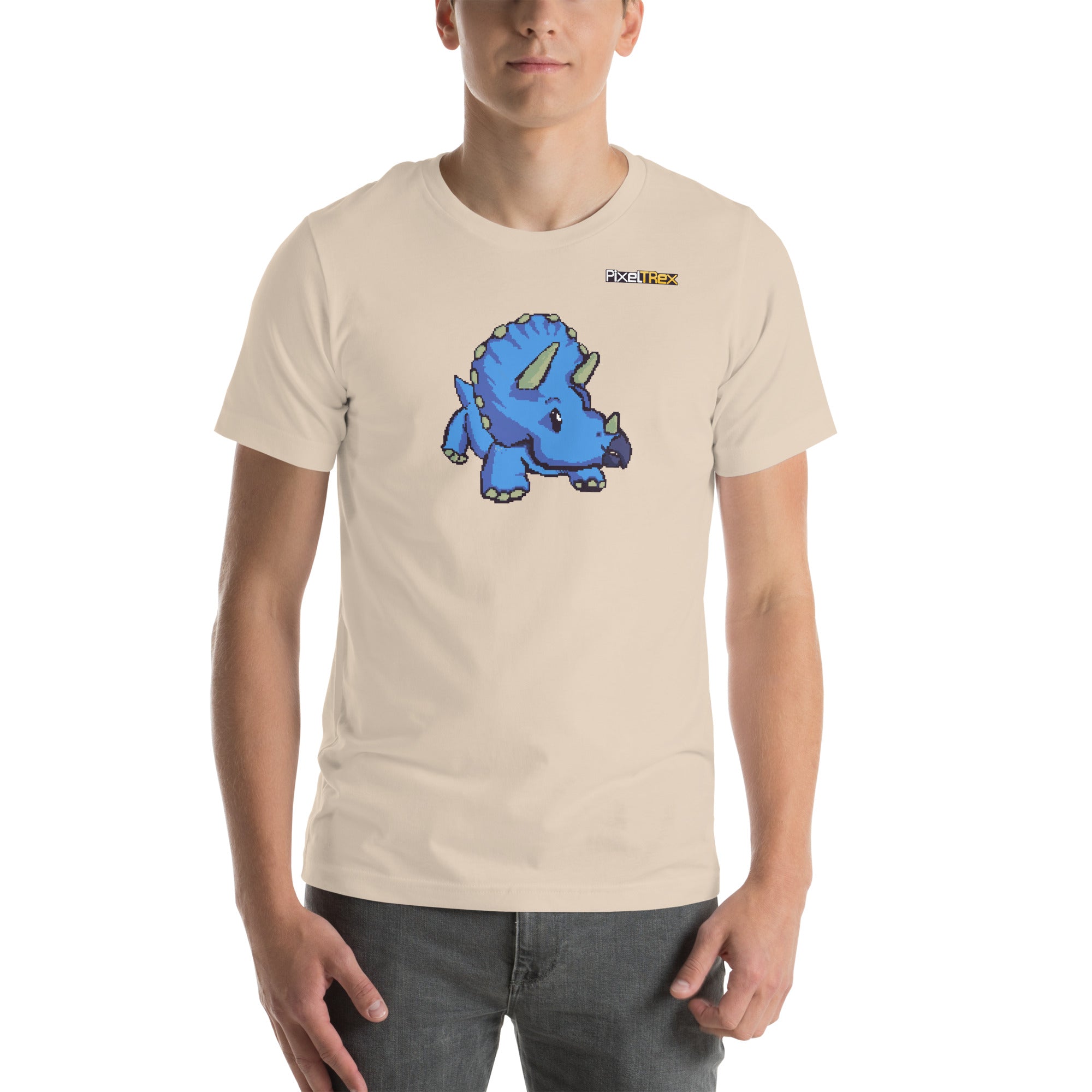 PixelTRex™ – Trike the Triceratops Pixel Dinosaur T-Shirt