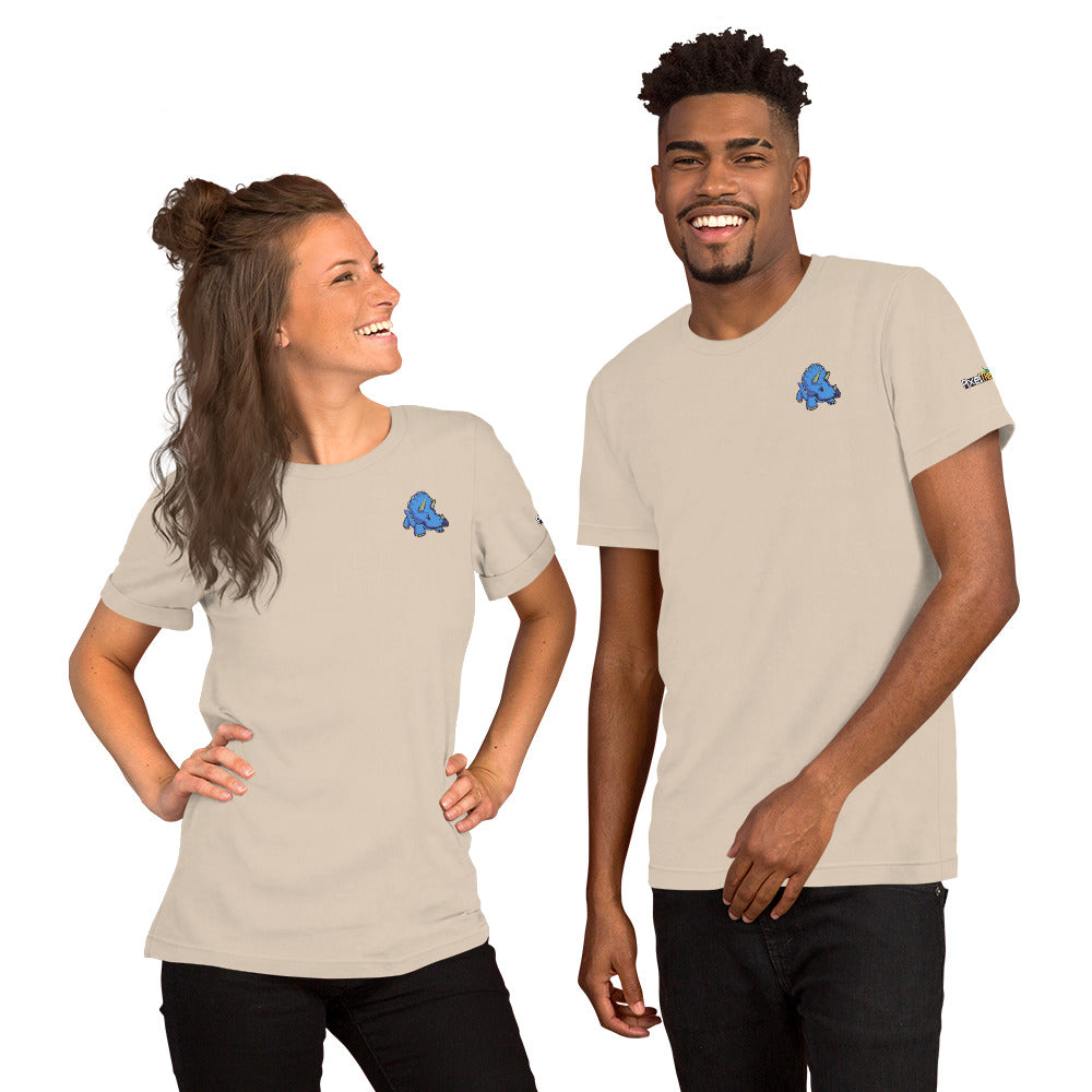 PixelTRex™ – Trike the Triceratops Pixel Dinosaur Pocket Tee