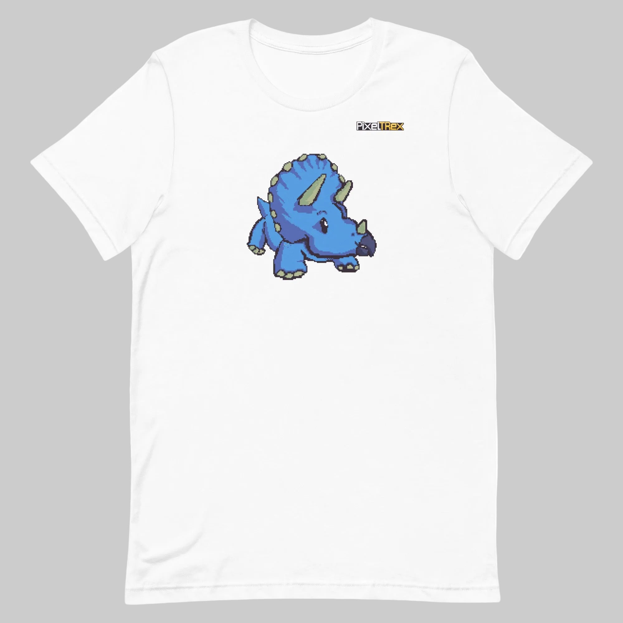 PixelTRex™ – Trike the Triceratops Pixel Dinosaur T-Shirt