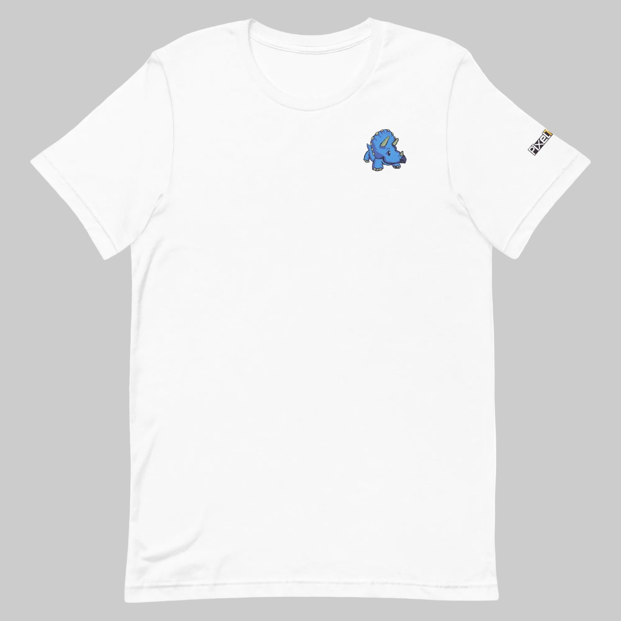 PixelTRex™ – Trike the Triceratops Pixel Dinosaur Pocket Tee