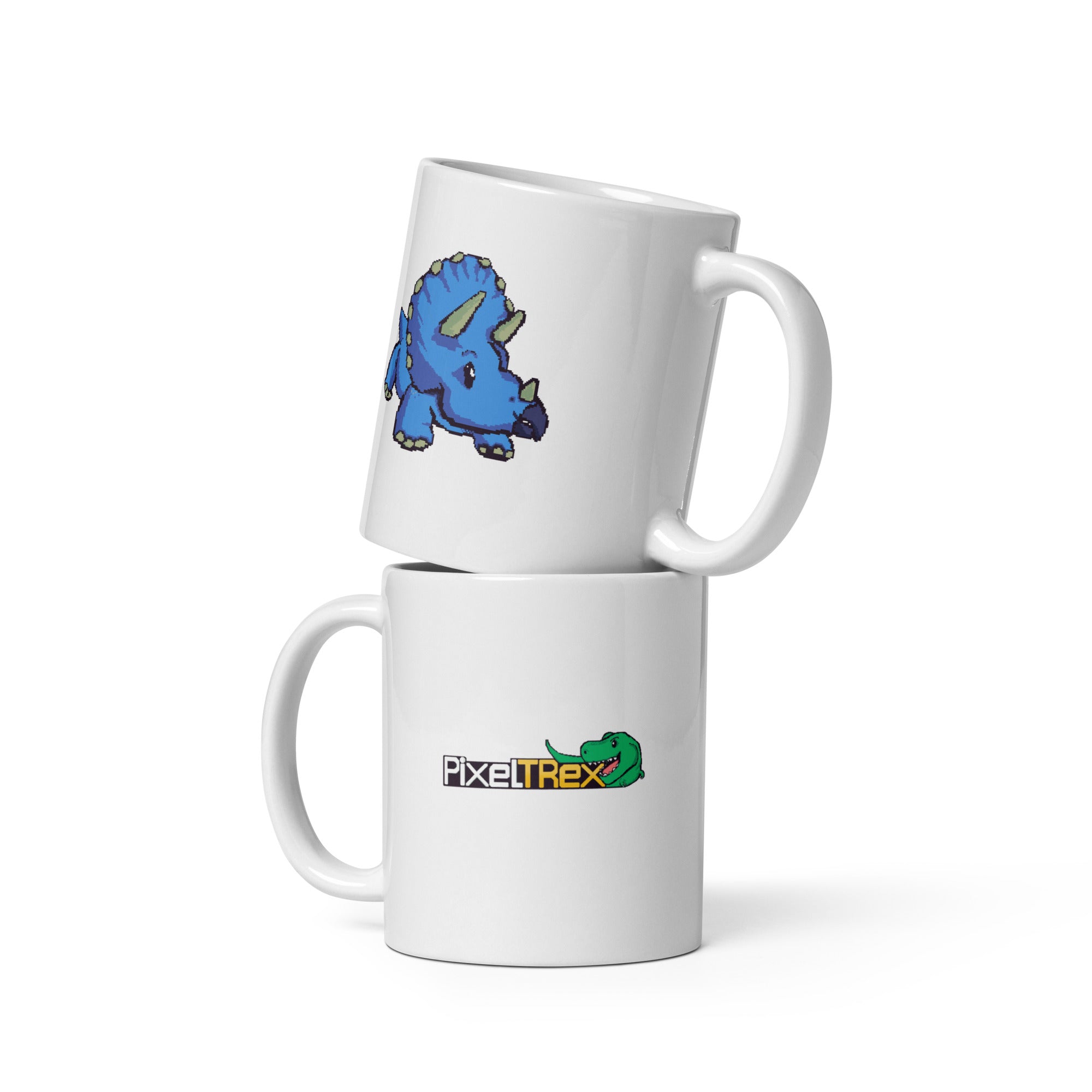 PixelTRex™ – Trike the Triceratops Pixel Dinosaur 11 oz Mug