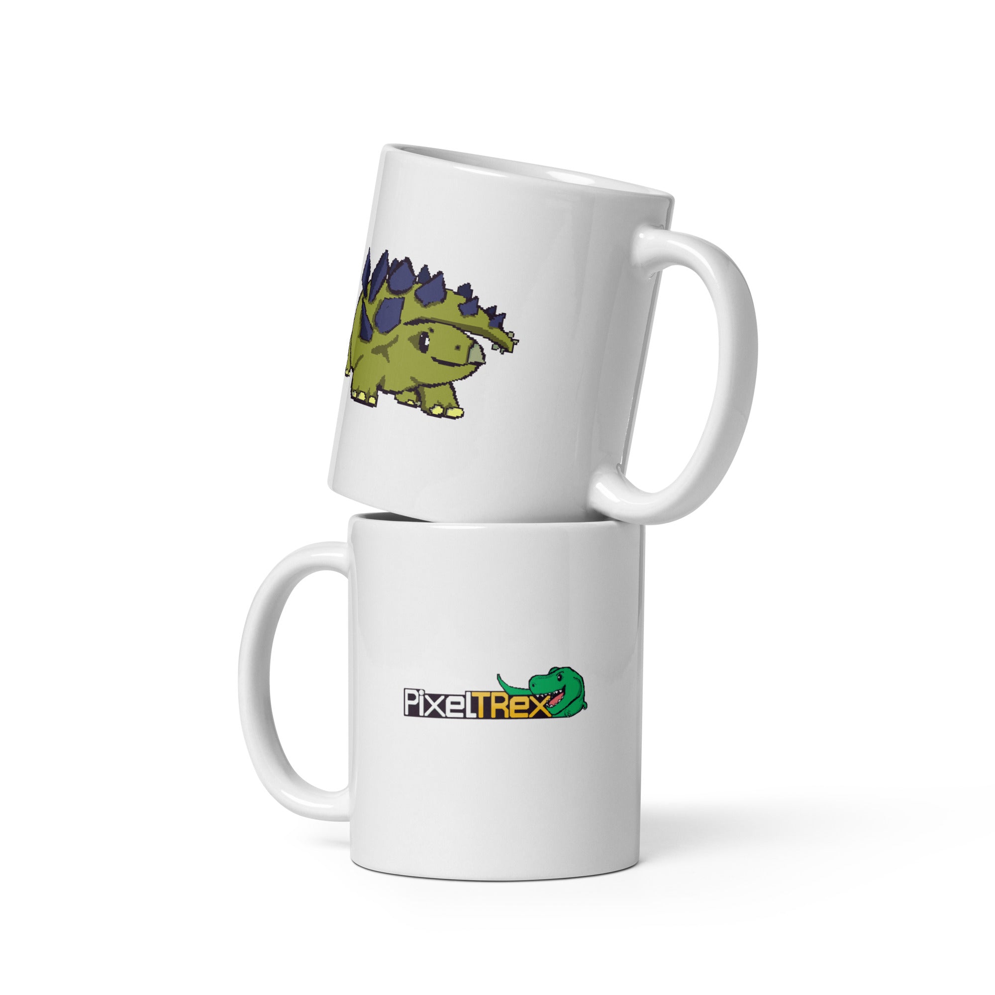 PixelTRex™ – Stego the Stegosaurus Pixel Dinosaur 11 oz Mug
