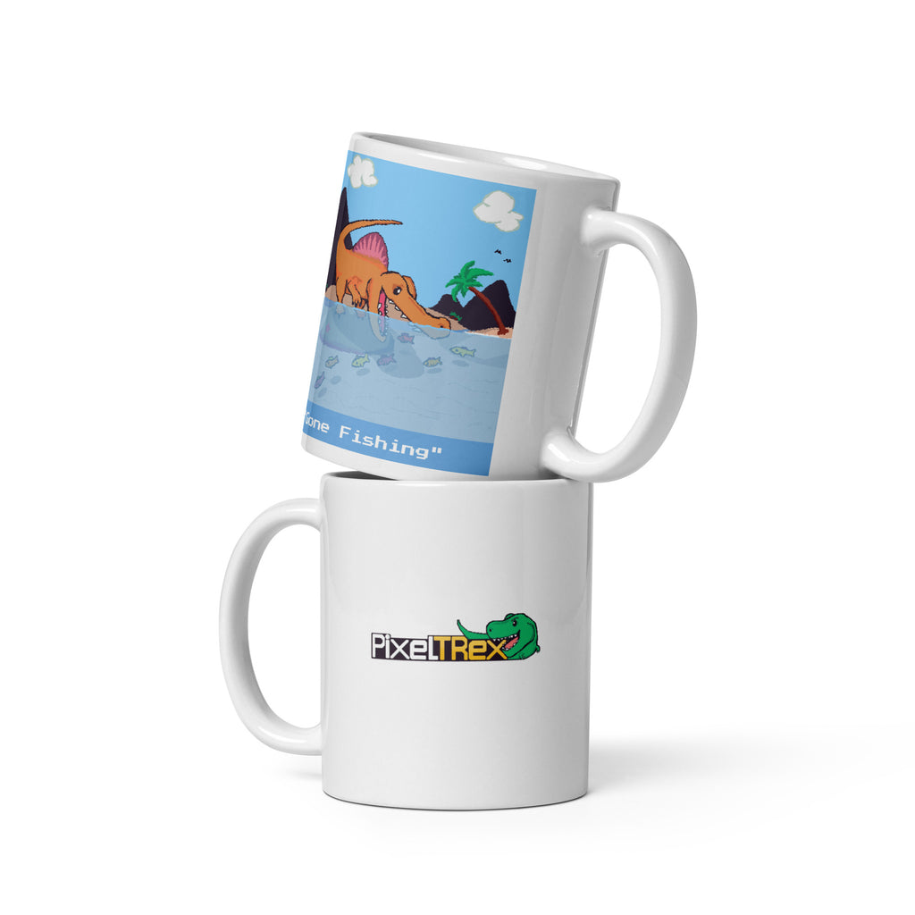 PixelTRex™ – Spino “Gone Fishing” 11 oz Mug