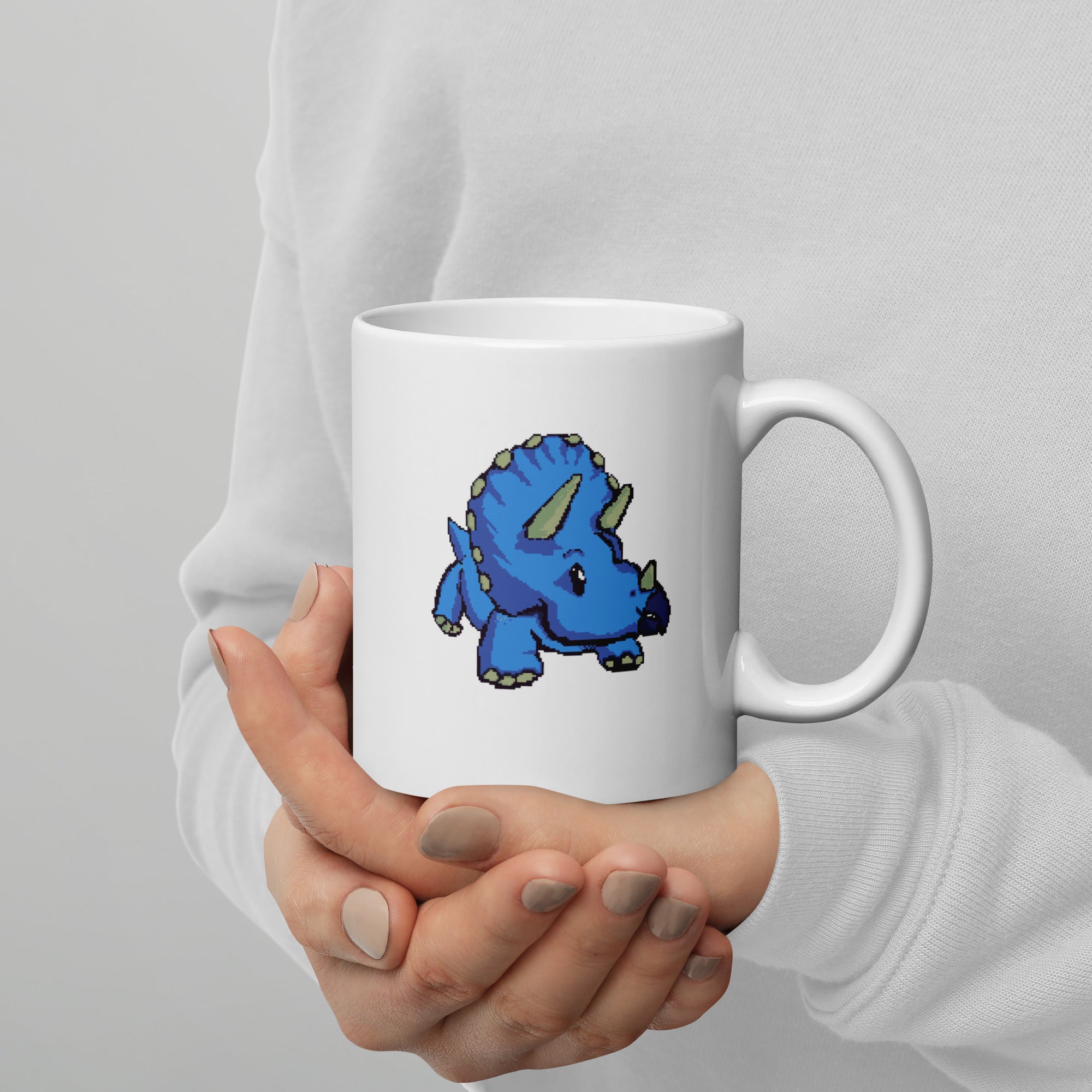 PixelTRex™ – Trike the Triceratops Pixel Dinosaur 11 oz Mug