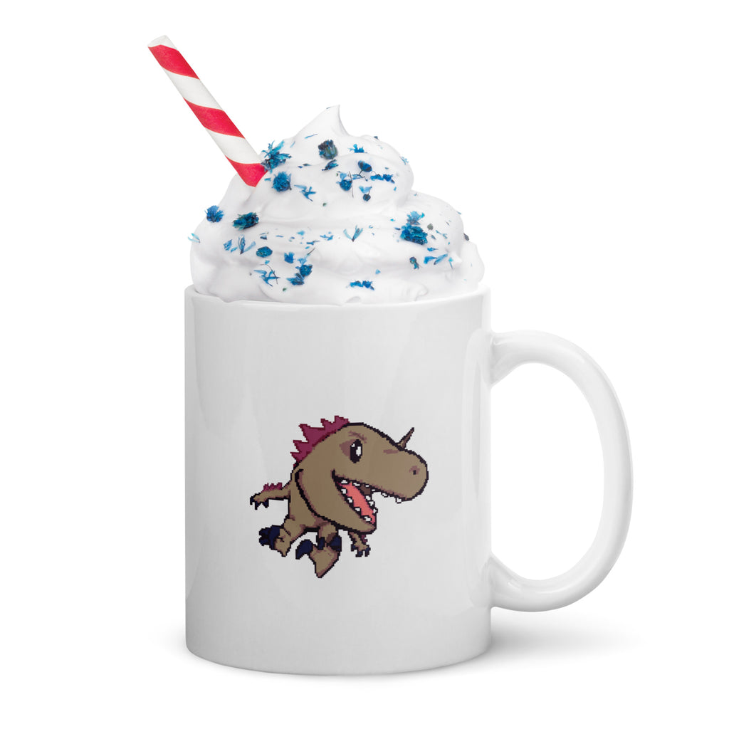 PixelTRex™ – Rap the Raptor Pixel Dinosaur 11 oz Mug