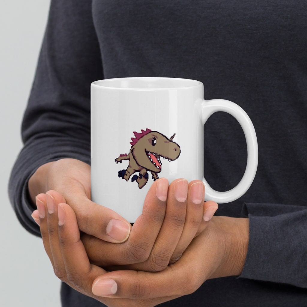 PixelTRex™ – Rap the Raptor Pixel Dinosaur 11 oz Mug