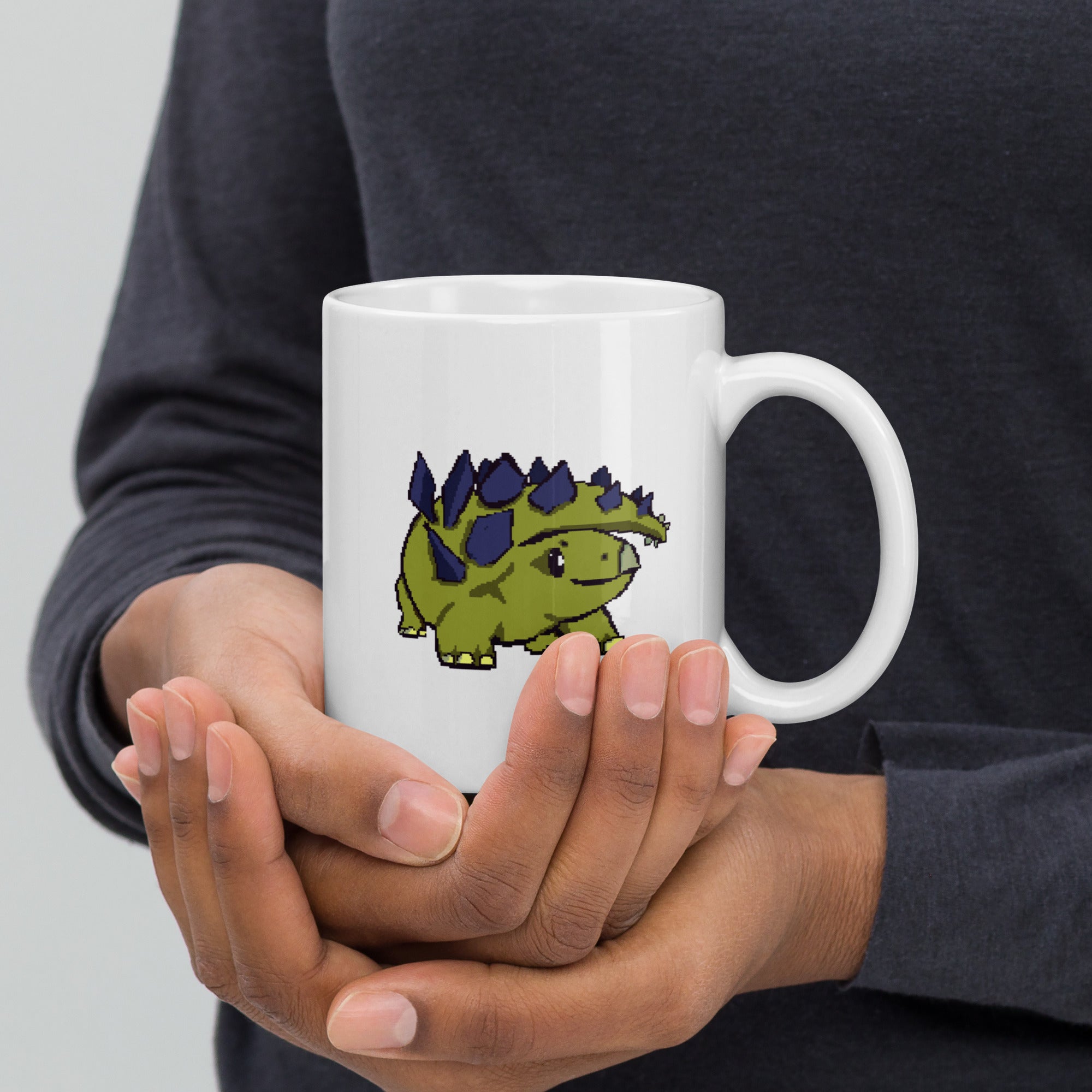 PixelTRex™ – Stego the Stegosaurus Pixel Dinosaur 11 oz Mug