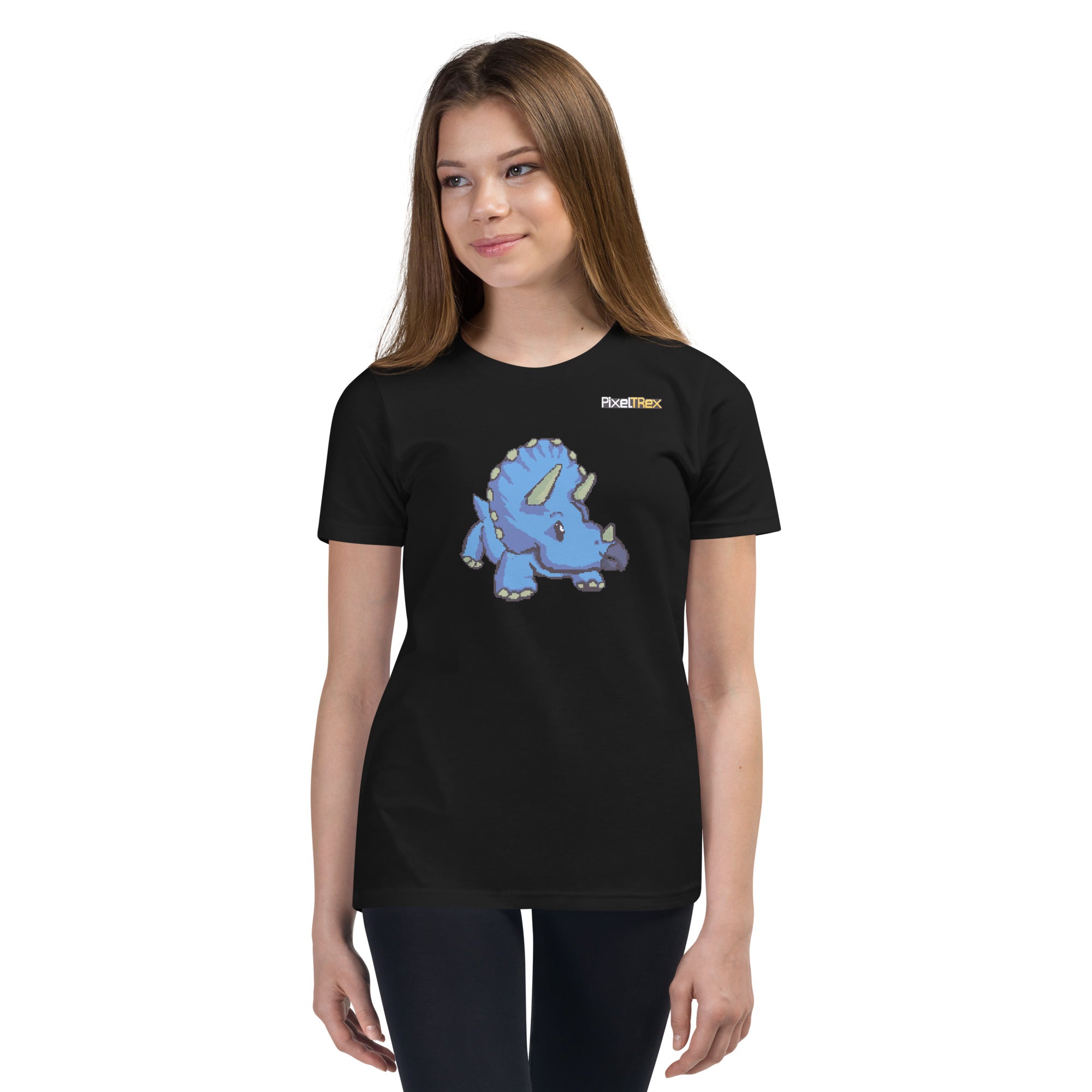 PixelTRex™ – Trike the Triceratops Pixel Dinosaur Youth T-Shirt
