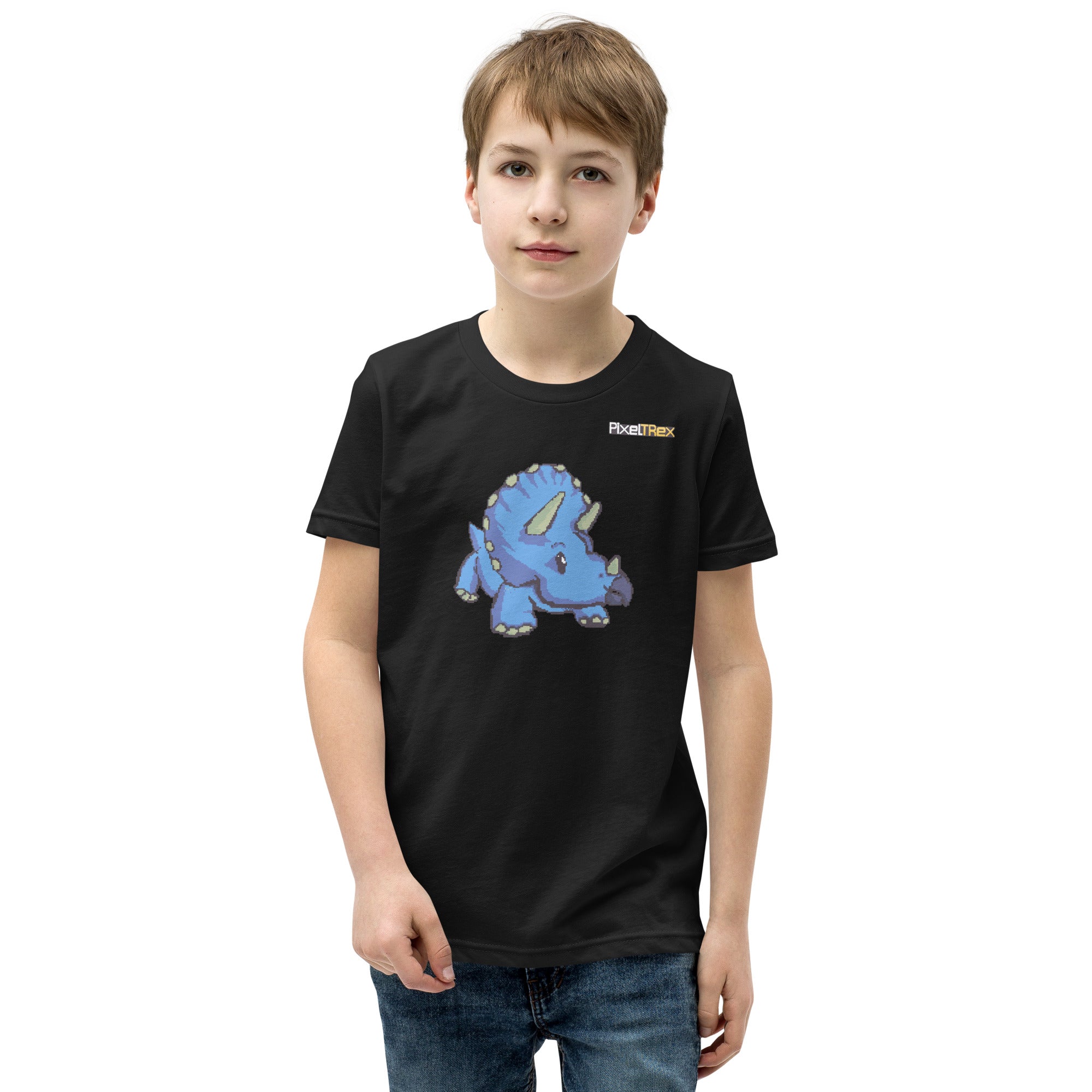 PixelTRex™ – Trike the Triceratops Pixel Dinosaur Youth T-Shirt