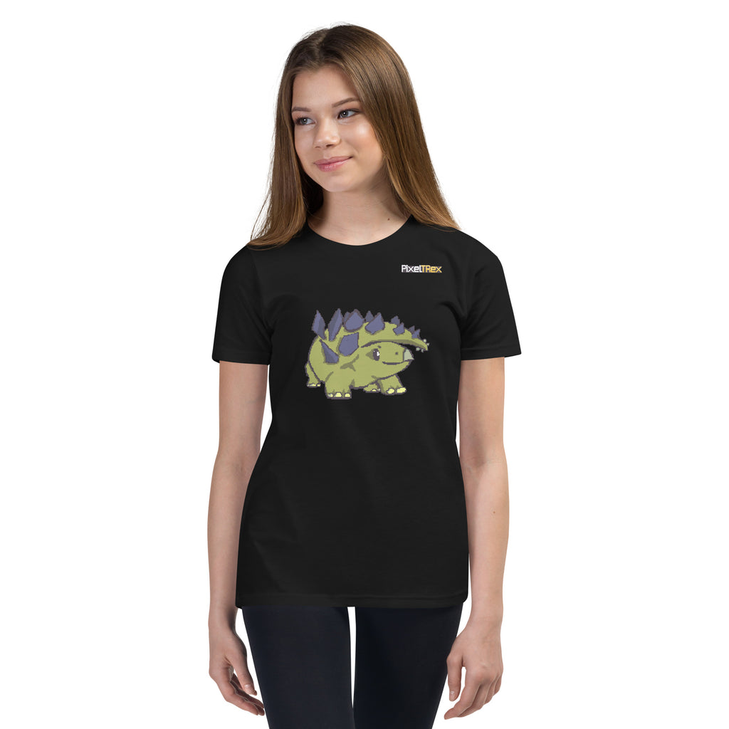 PixelTRex™ – Stego the Stegosaurus Pixel Dinosaur Youth T-Shirt