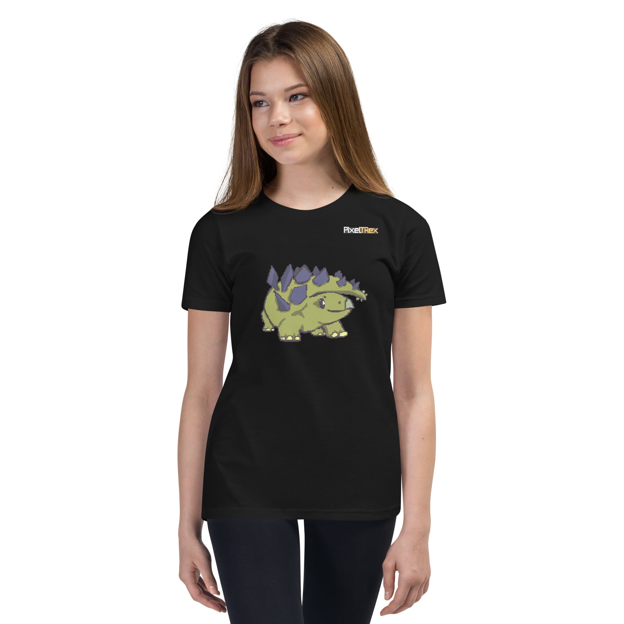 PixelTRex™ – Stego the Stegosaurus Pixel Dinosaur Youth T-Shirt