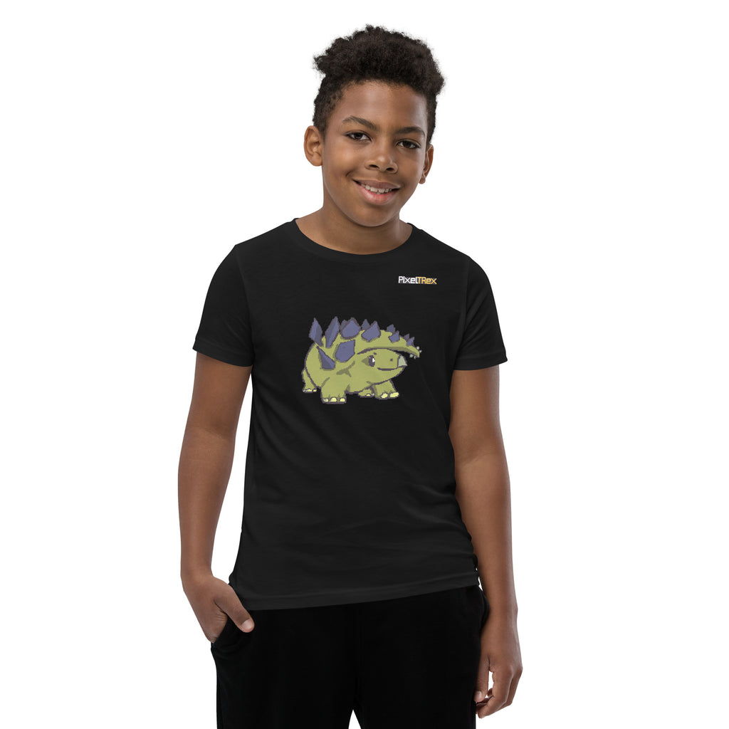 PixelTRex™ – Stego the Stegosaurus Pixel Dinosaur Youth T-Shirt