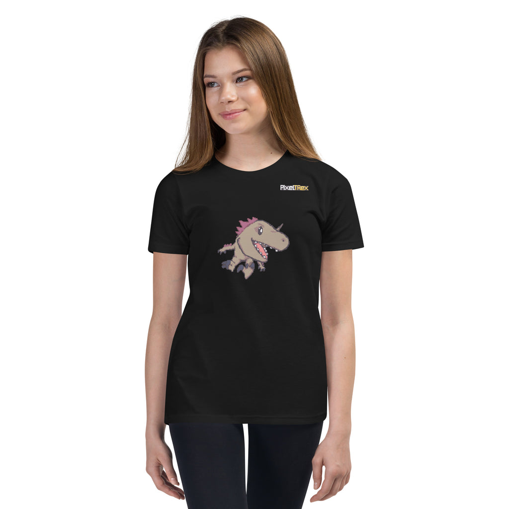 PixelTRex™ – Rap the Raptor Pixel Dinosaur Youth T-Shirt