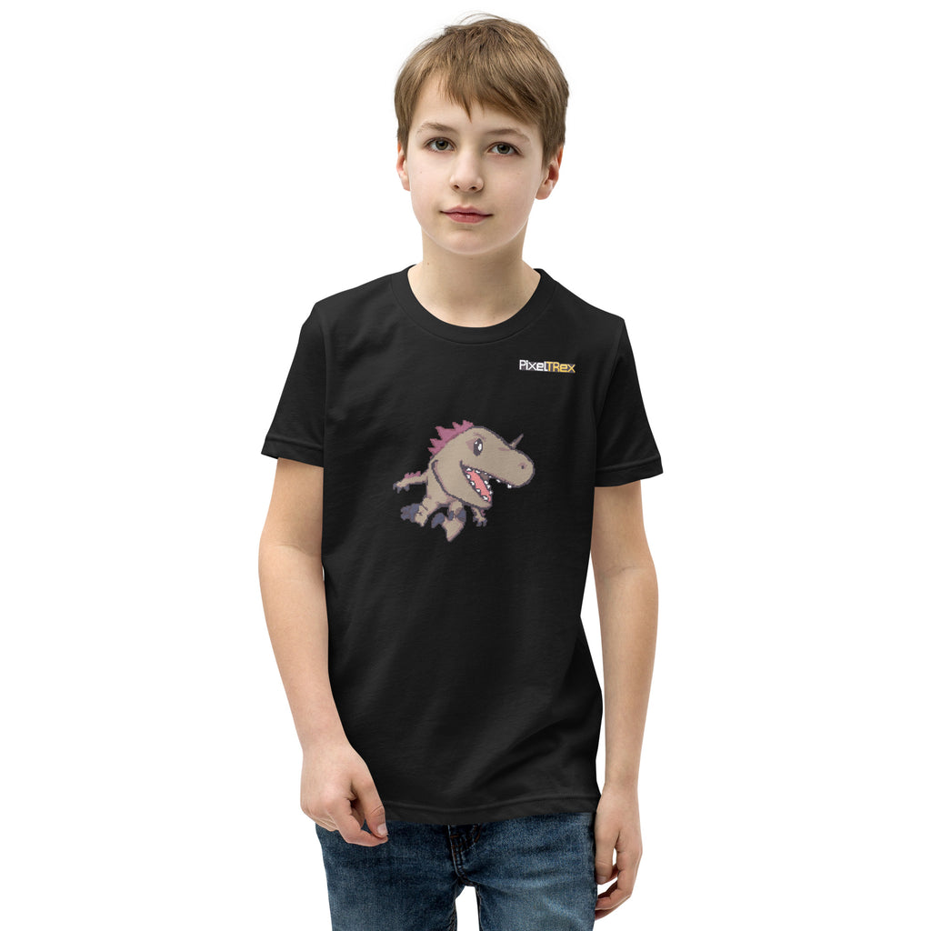 PixelTRex™ – Rap the Raptor Pixel Dinosaur Youth T-Shirt