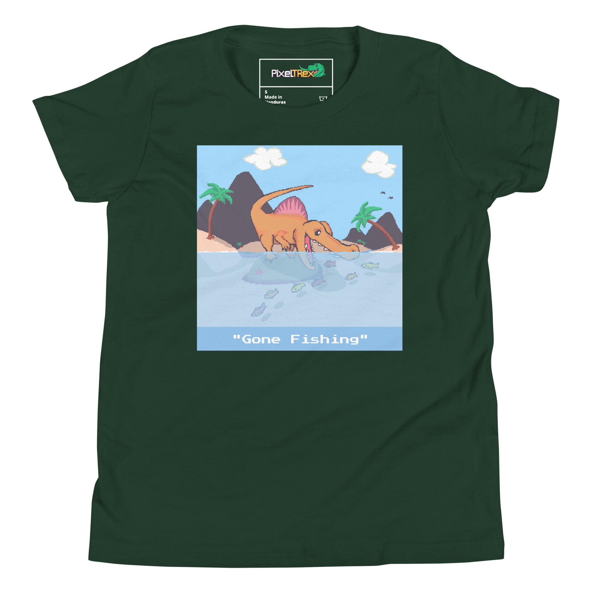 PixelTRex™ – Spino “Gone Fishing” Youth T-Shirt