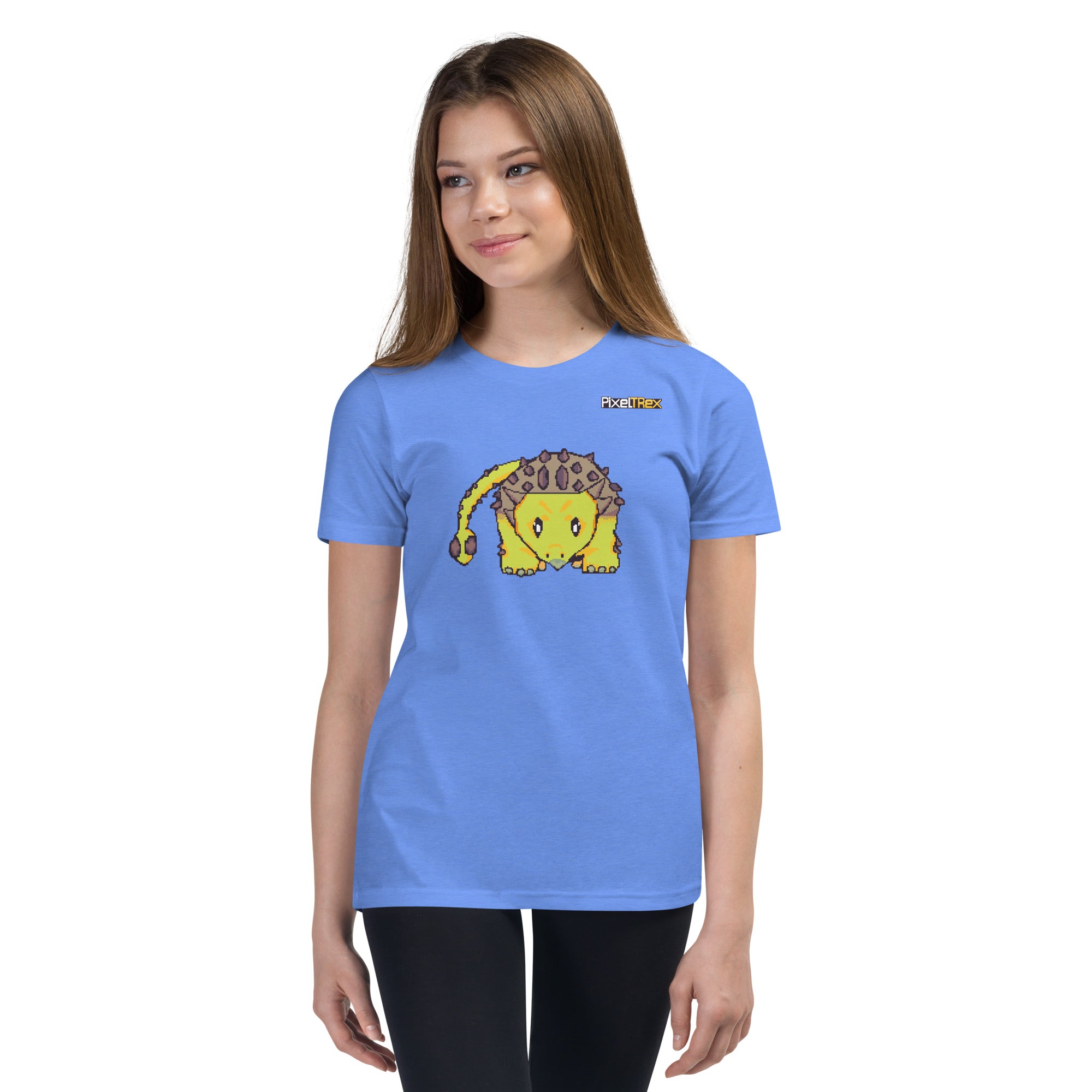 PixelTRex™ – Anky the Ankylosaurus Pixel Dinosaur Youth T-Shirt