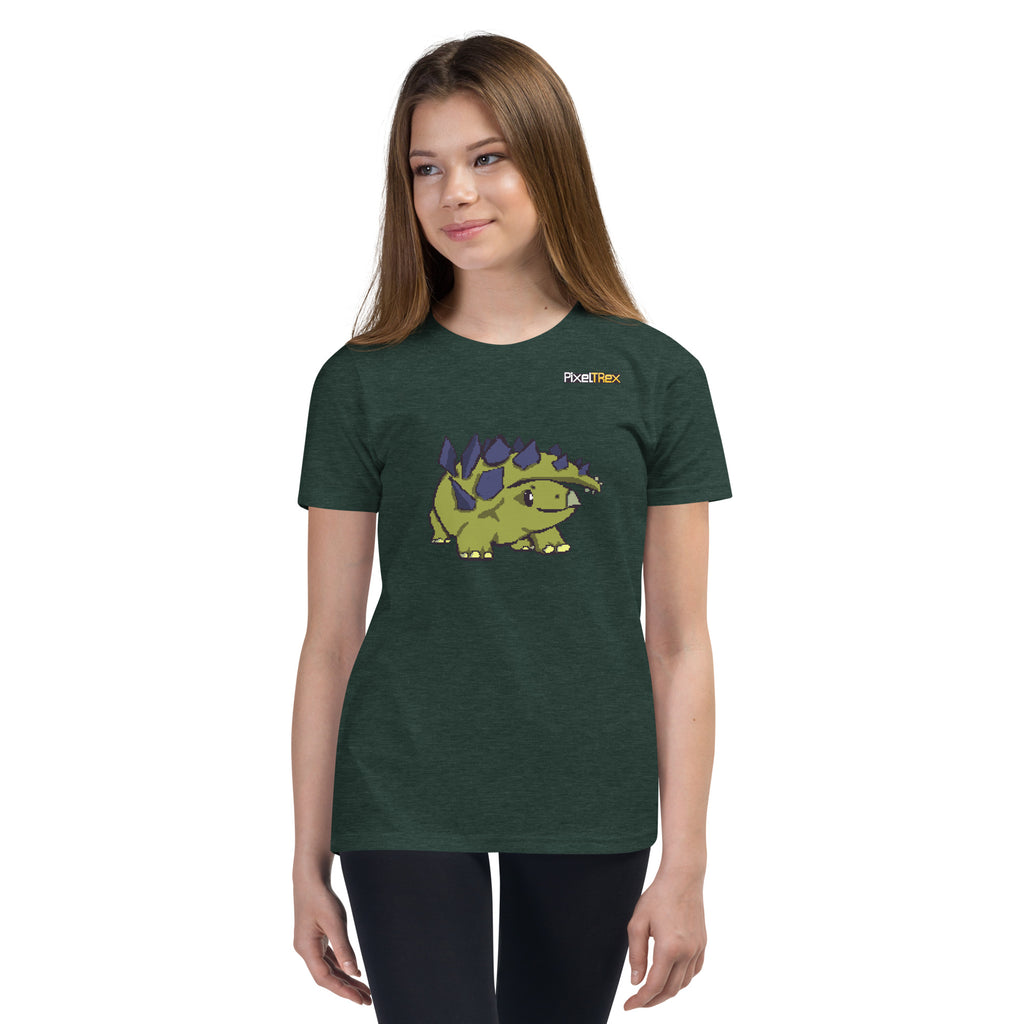 PixelTRex™ – Stego the Stegosaurus Pixel Dinosaur Youth T-Shirt