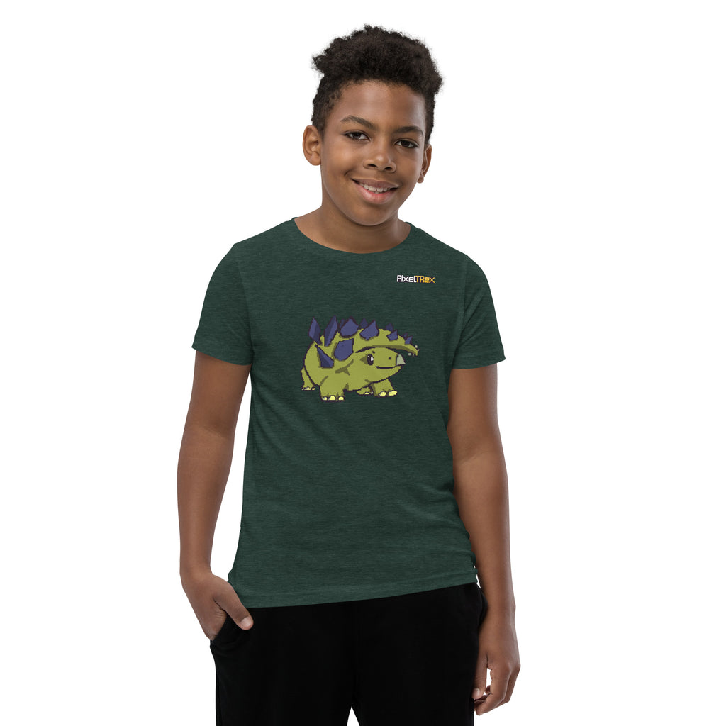 PixelTRex™ – Stego the Stegosaurus Pixel Dinosaur Youth T-Shirt