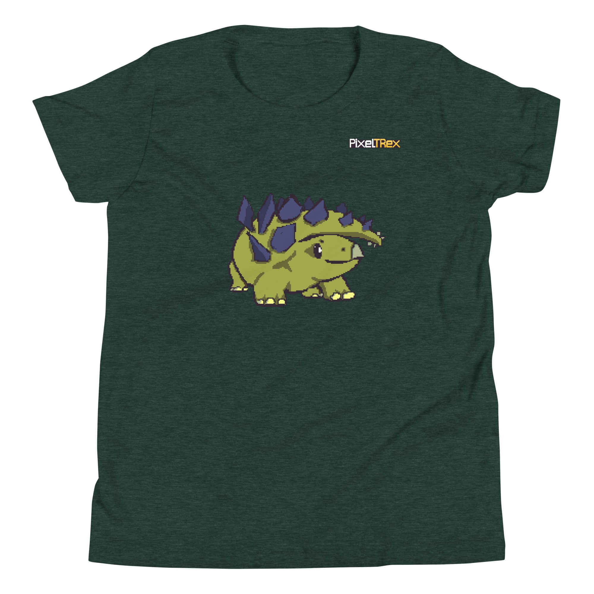 PixelTRex™ – Stego the Stegosaurus Pixel Dinosaur Youth T-Shirt