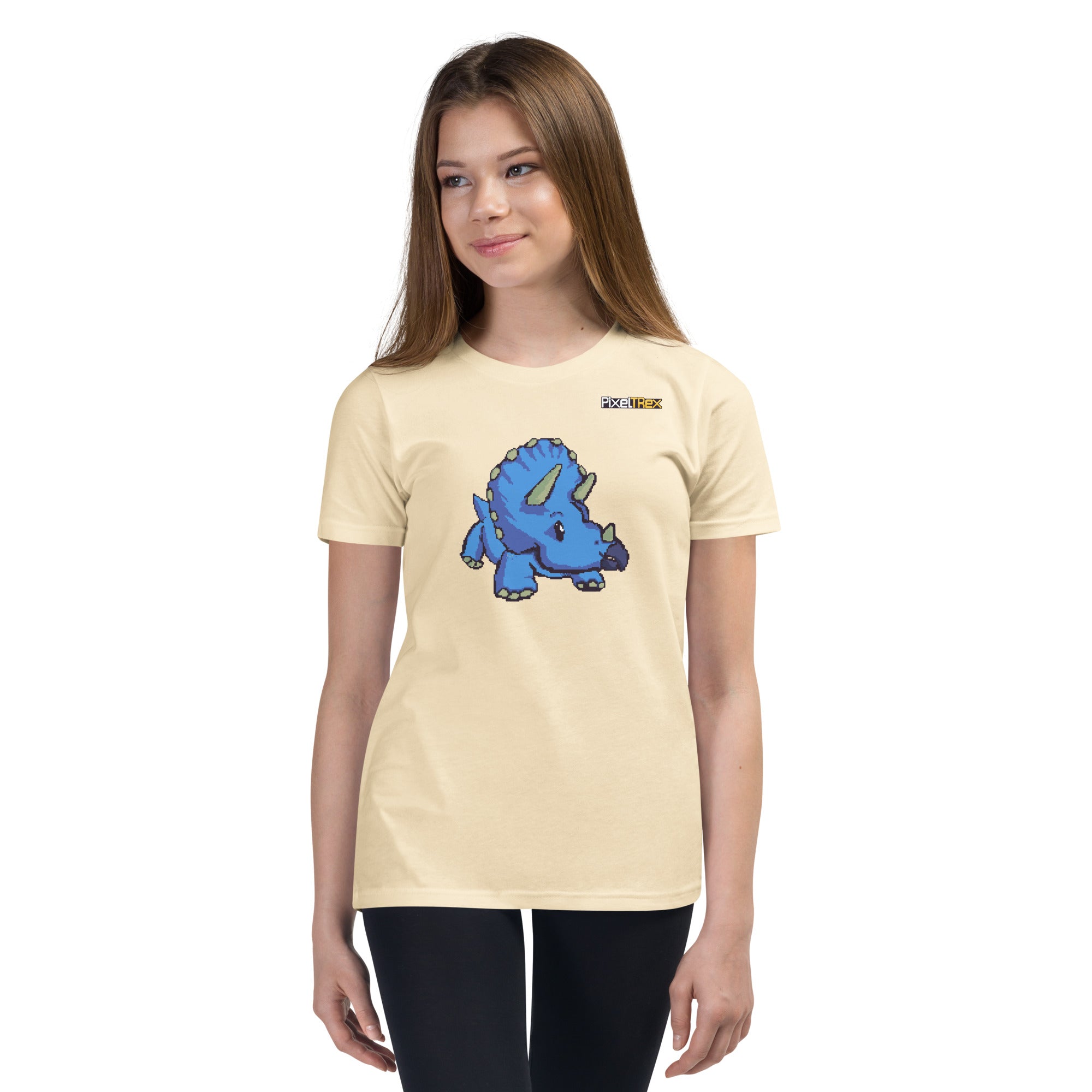 PixelTRex™ – Trike the Triceratops Pixel Dinosaur Youth T-Shirt