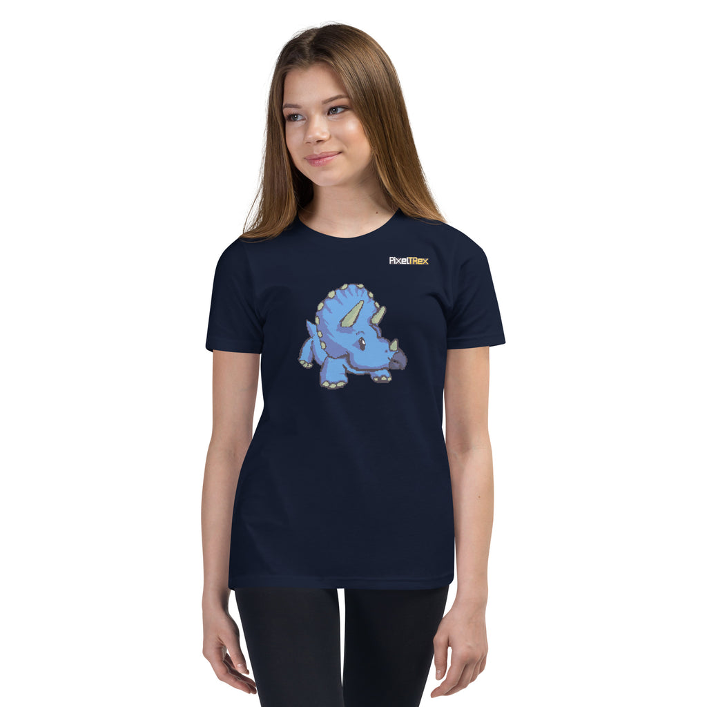 PixelTRex™ – Trike the Triceratops Pixel Dinosaur Youth T-Shirt