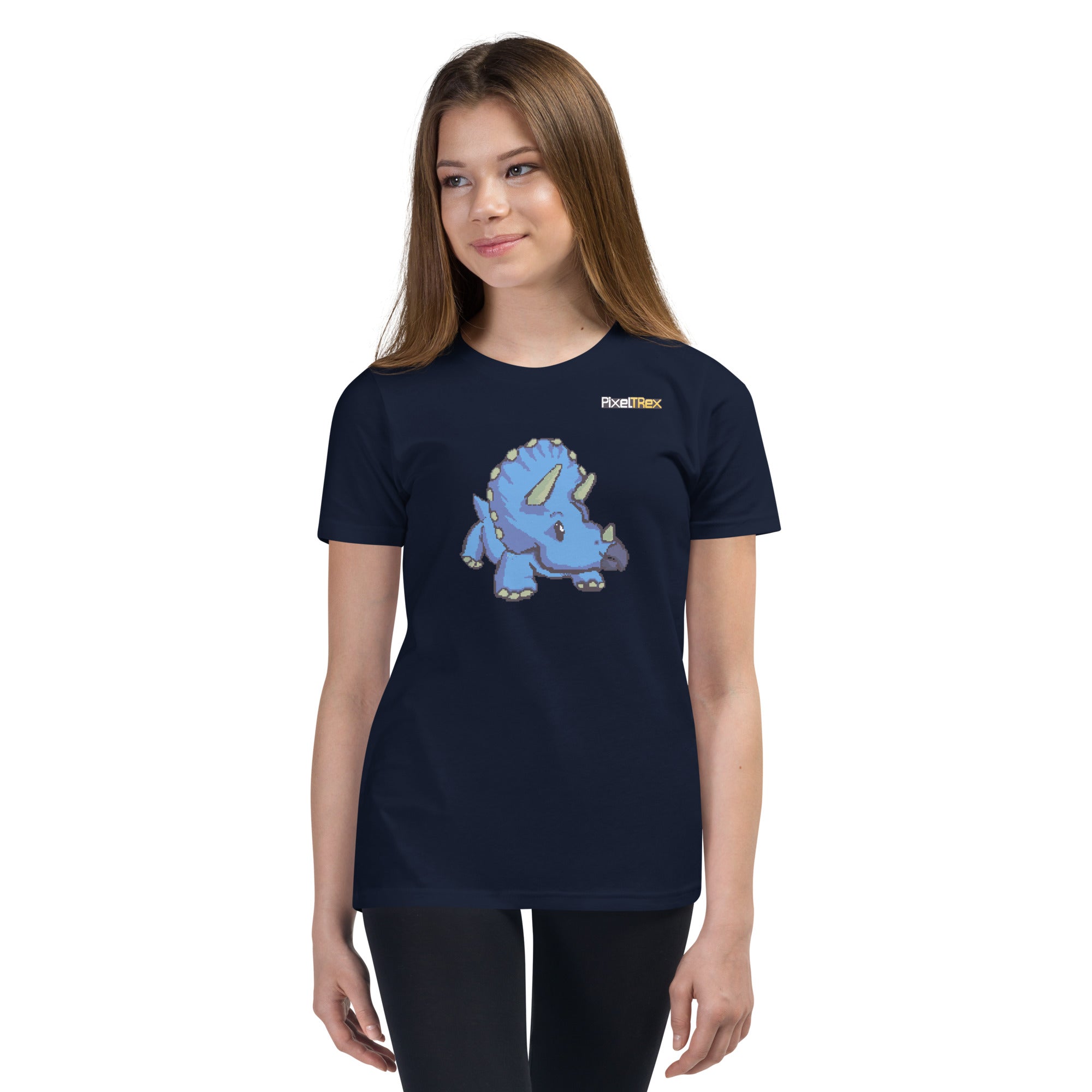 PixelTRex™ – Trike the Triceratops Pixel Dinosaur Youth T-Shirt
