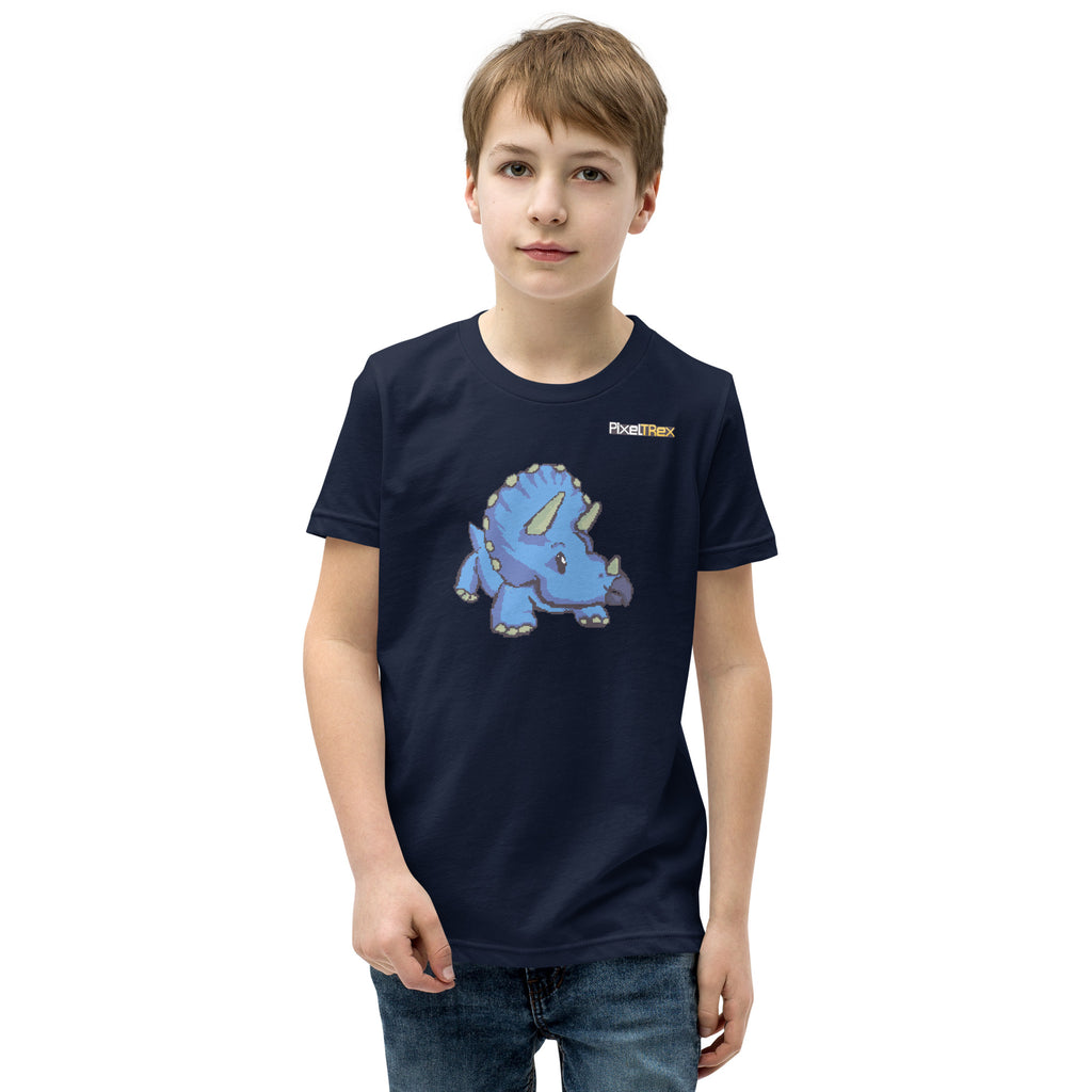 PixelTRex™ – Trike the Triceratops Pixel Dinosaur Youth T-Shirt