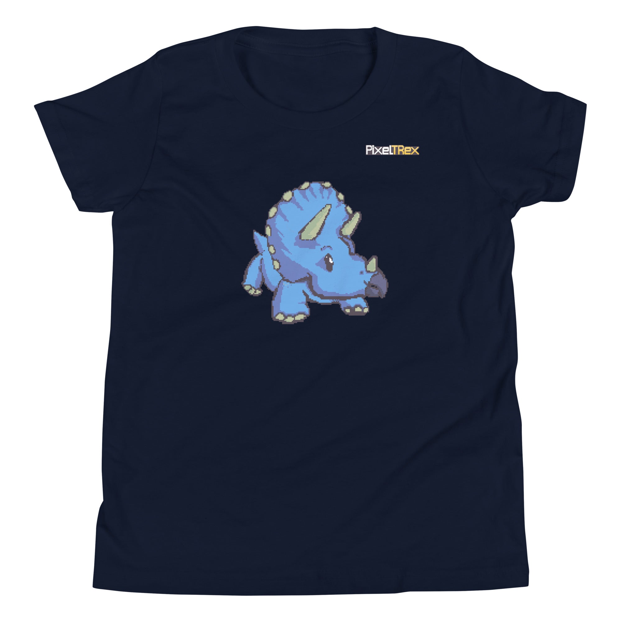 PixelTRex™ – Trike the Triceratops Pixel Dinosaur Youth T-Shirt