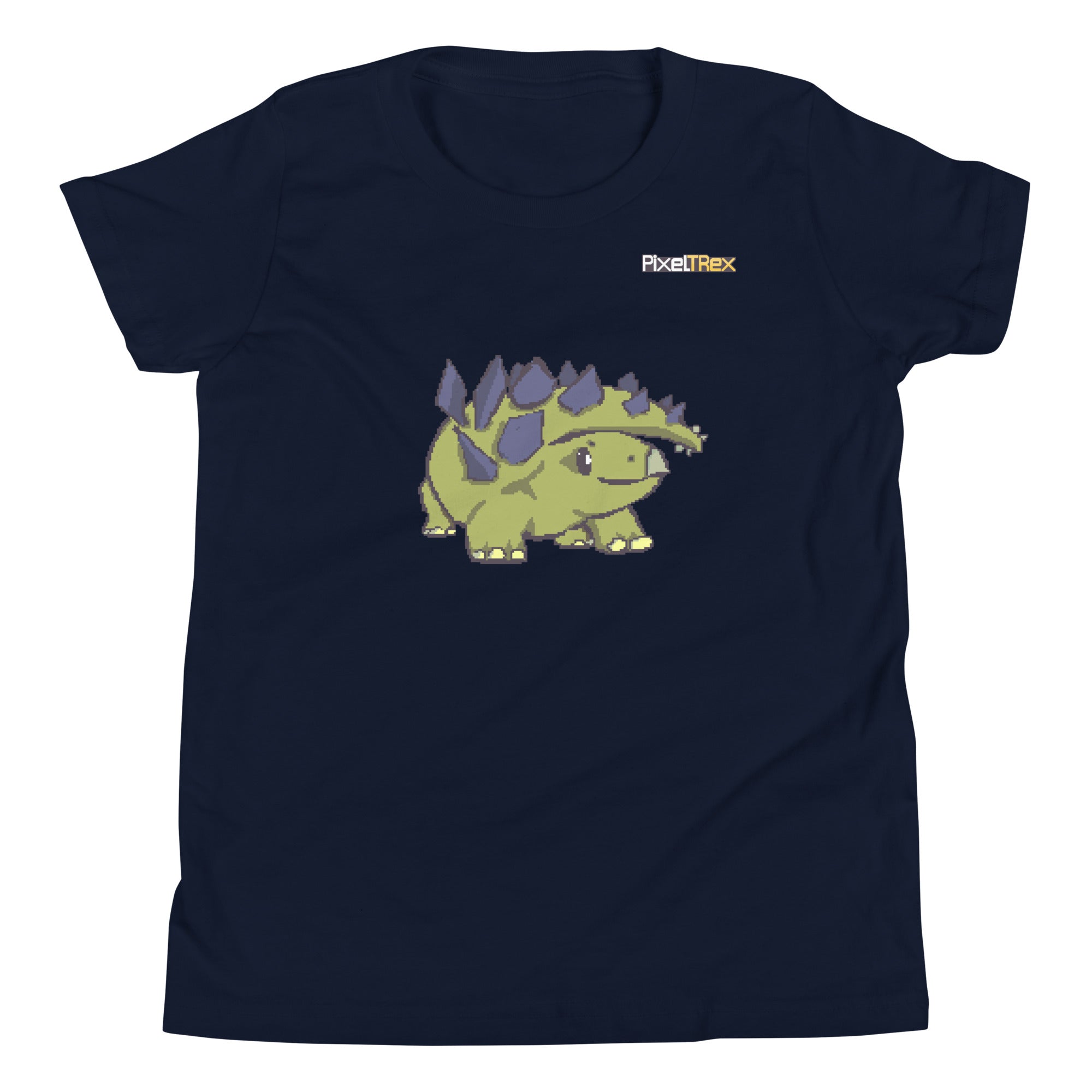 PixelTRex™ – Stego the Stegosaurus Pixel Dinosaur Youth T-Shirt