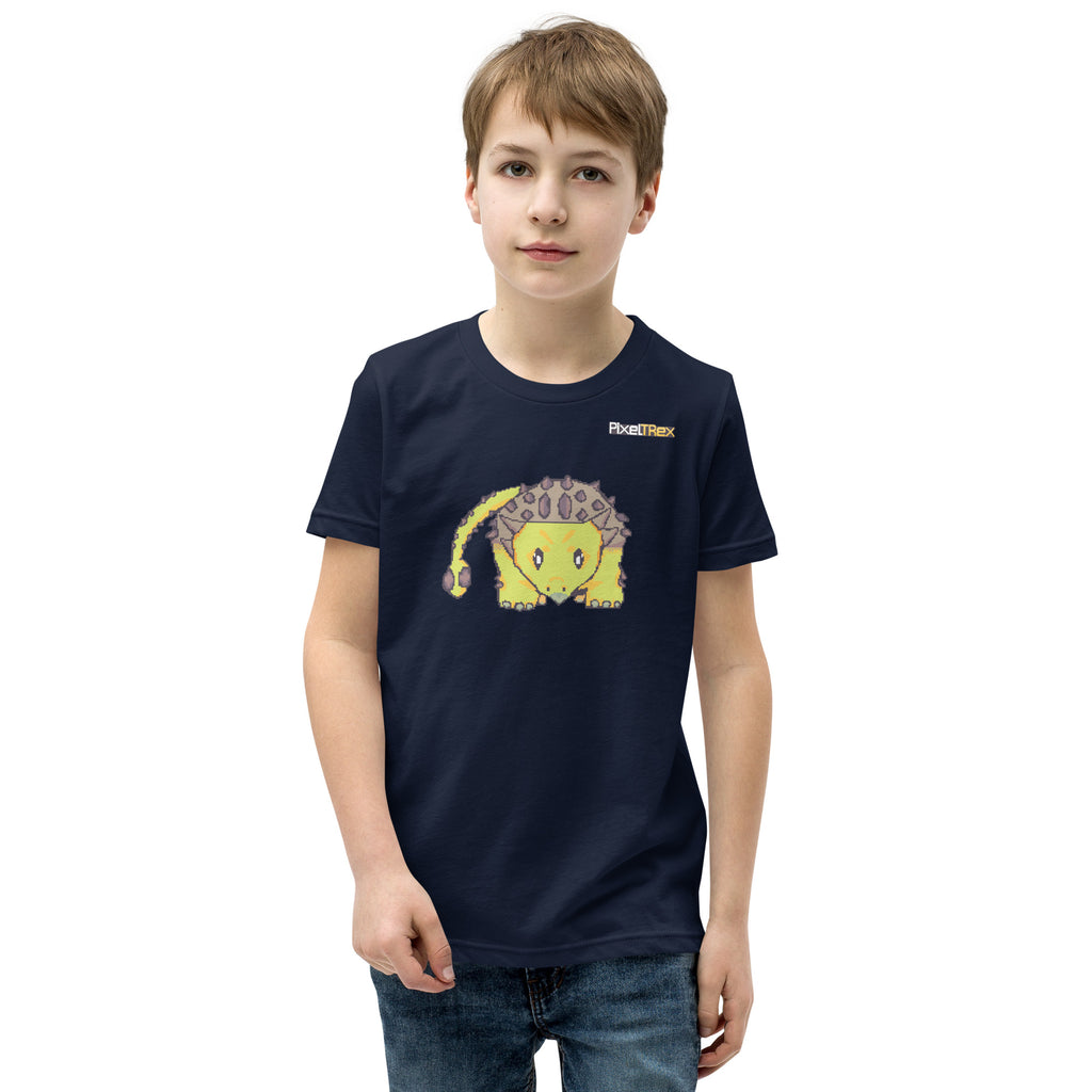 PixelTRex™ – Anky the Ankylosaurus Pixel Dinosaur Youth T-Shirt