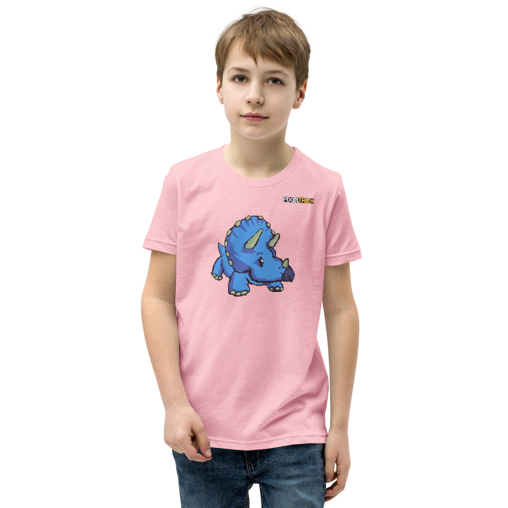 PixelTRex™ – Trike the Triceratops Pixel Dinosaur Youth T-Shirt