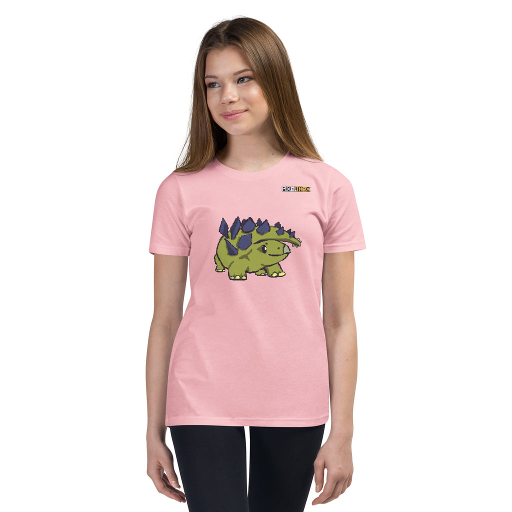 PixelTRex™ – Stego the Stegosaurus Pixel Dinosaur Youth T-Shirt