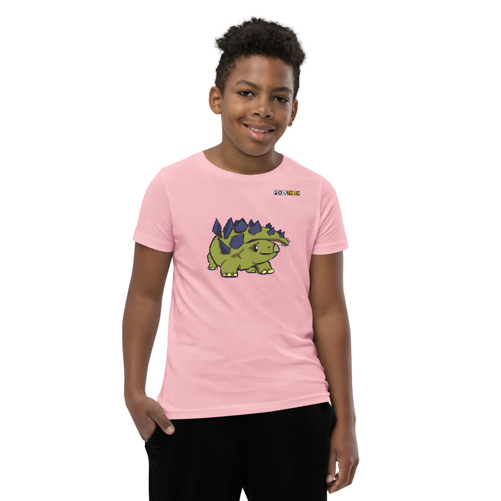 PixelTRex™ – Stego the Stegosaurus Pixel Dinosaur Youth T-Shirt