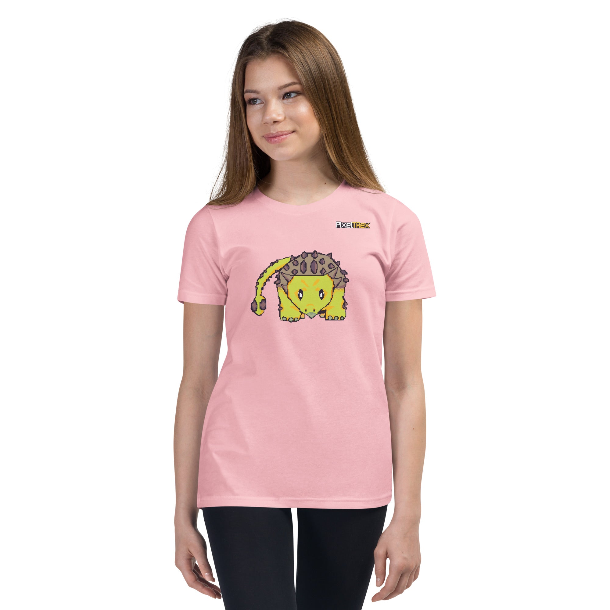 PixelTRex™ – Anky the Ankylosaurus Pixel Dinosaur Youth T-Shirt