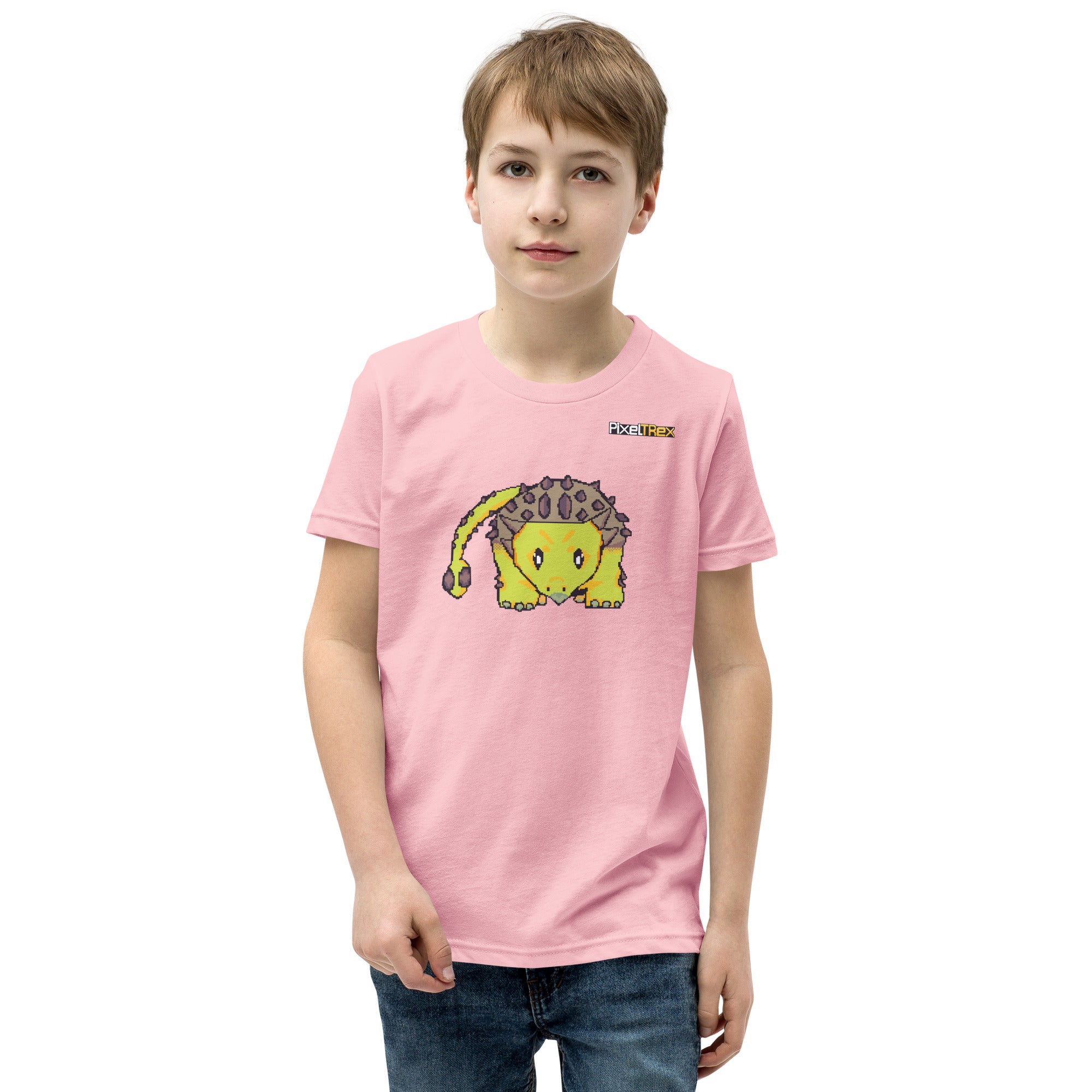 PixelTRex™ – Anky the Ankylosaurus Pixel Dinosaur Youth T-Shirt