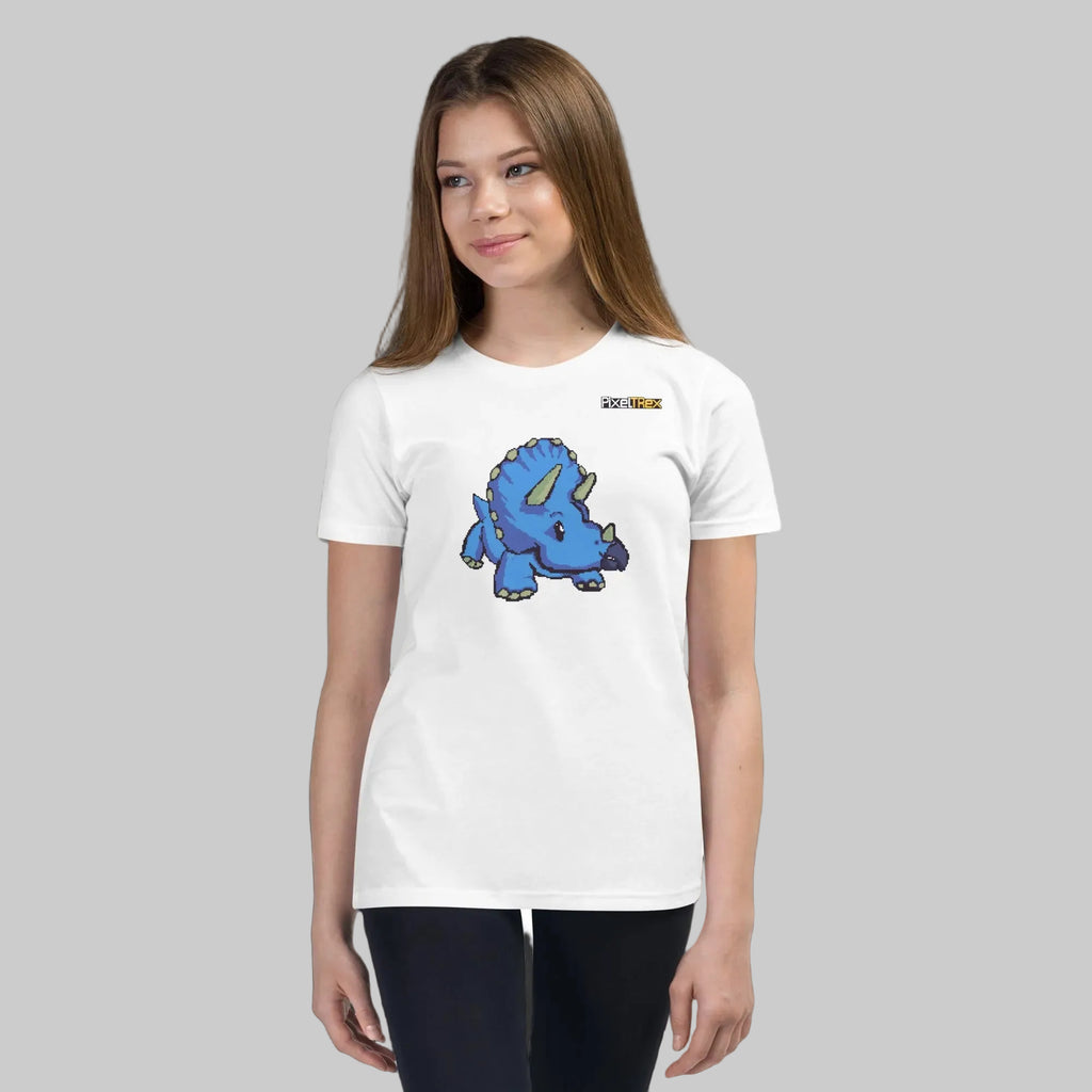 PixelTRex™ – Trike the Triceratops Pixel Dinosaur Youth T-Shirt