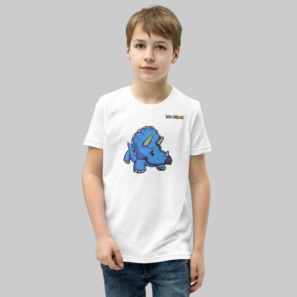 PixelTRex™ – Trike the Triceratops Pixel Dinosaur Youth T-Shirt