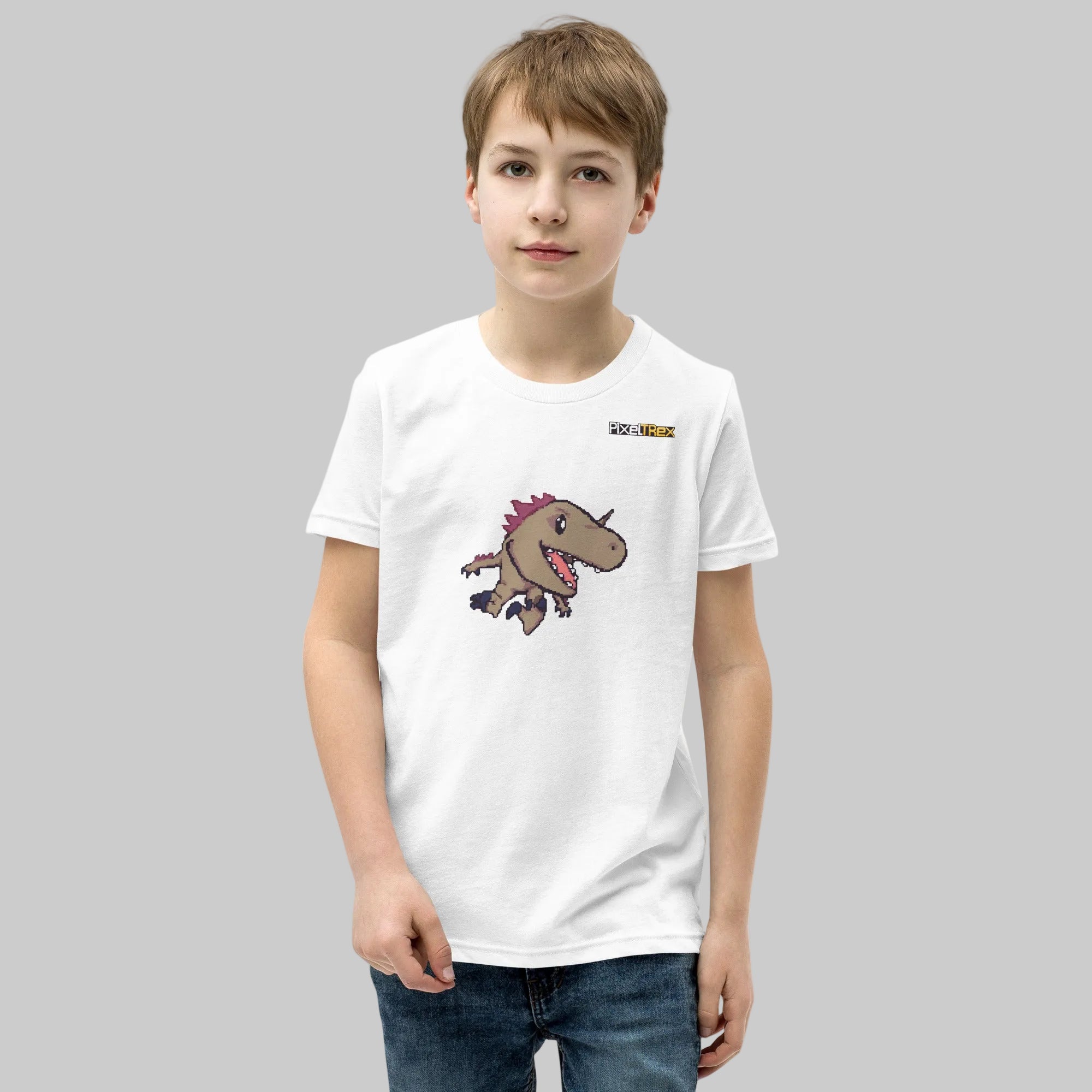 PixelTRex™ – Rap the Raptor Pixel Dinosaur Youth T-Shirt