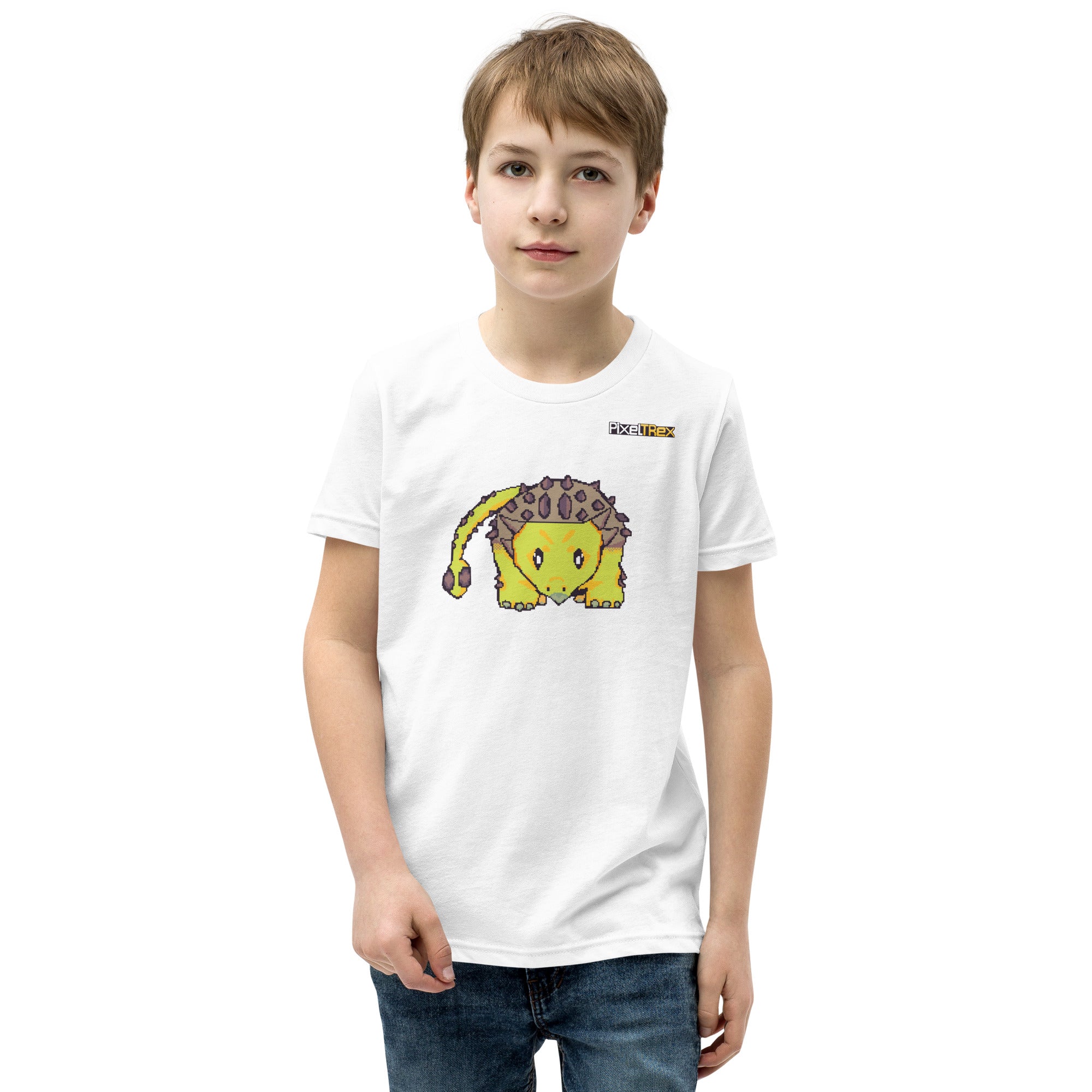 PixelTRex™ – Anky the Ankylosaurus Pixel Dinosaur Youth T-Shirt